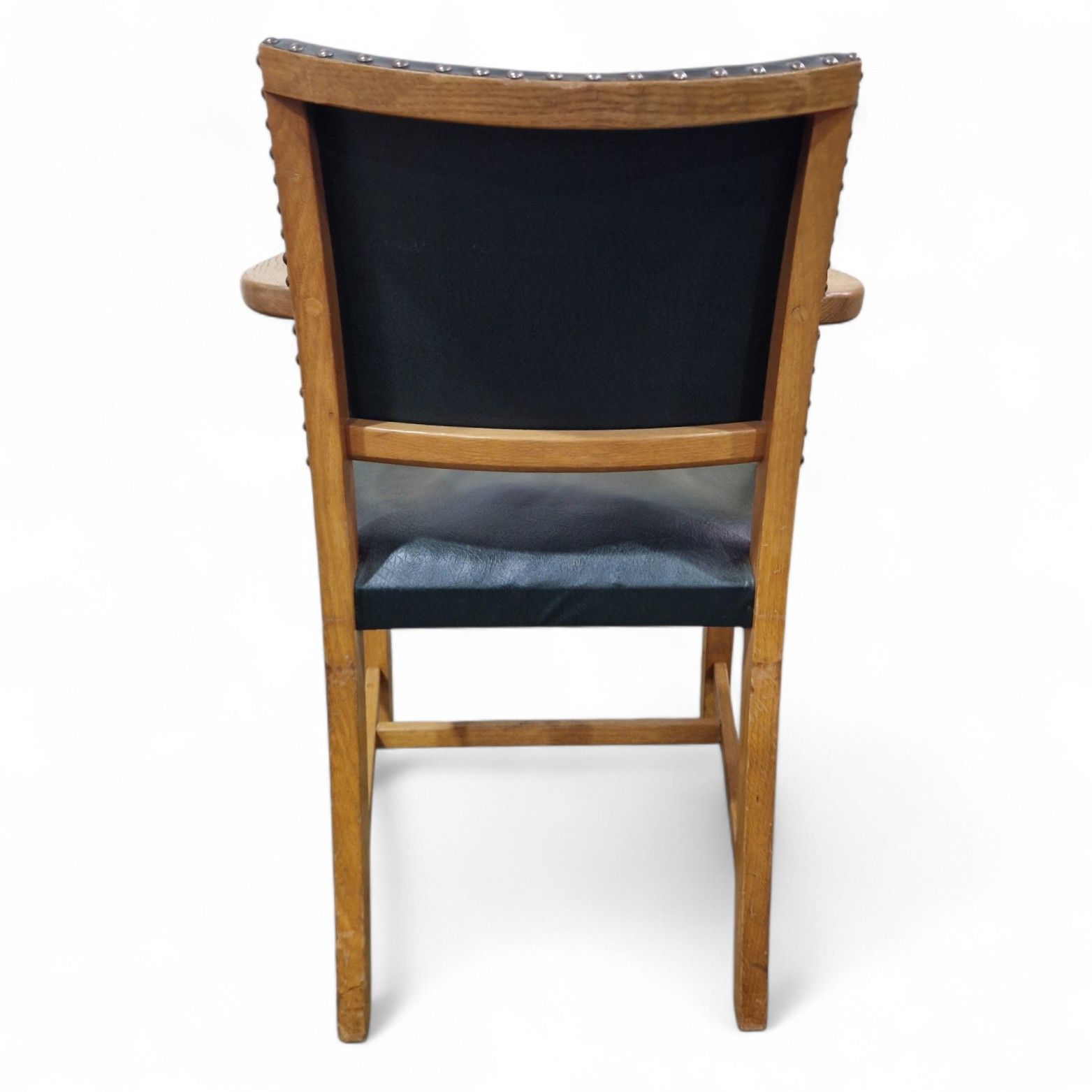 photo for sale Vintage Oak Desk Chair Armchair Early 20th Century Light Oak Industrial Green