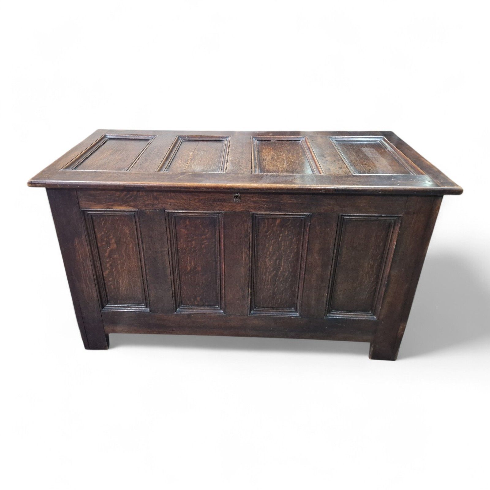 19th Century Panelled Coffer Large Antique Oak Blanket Chest Trunk Oversized photo for sale