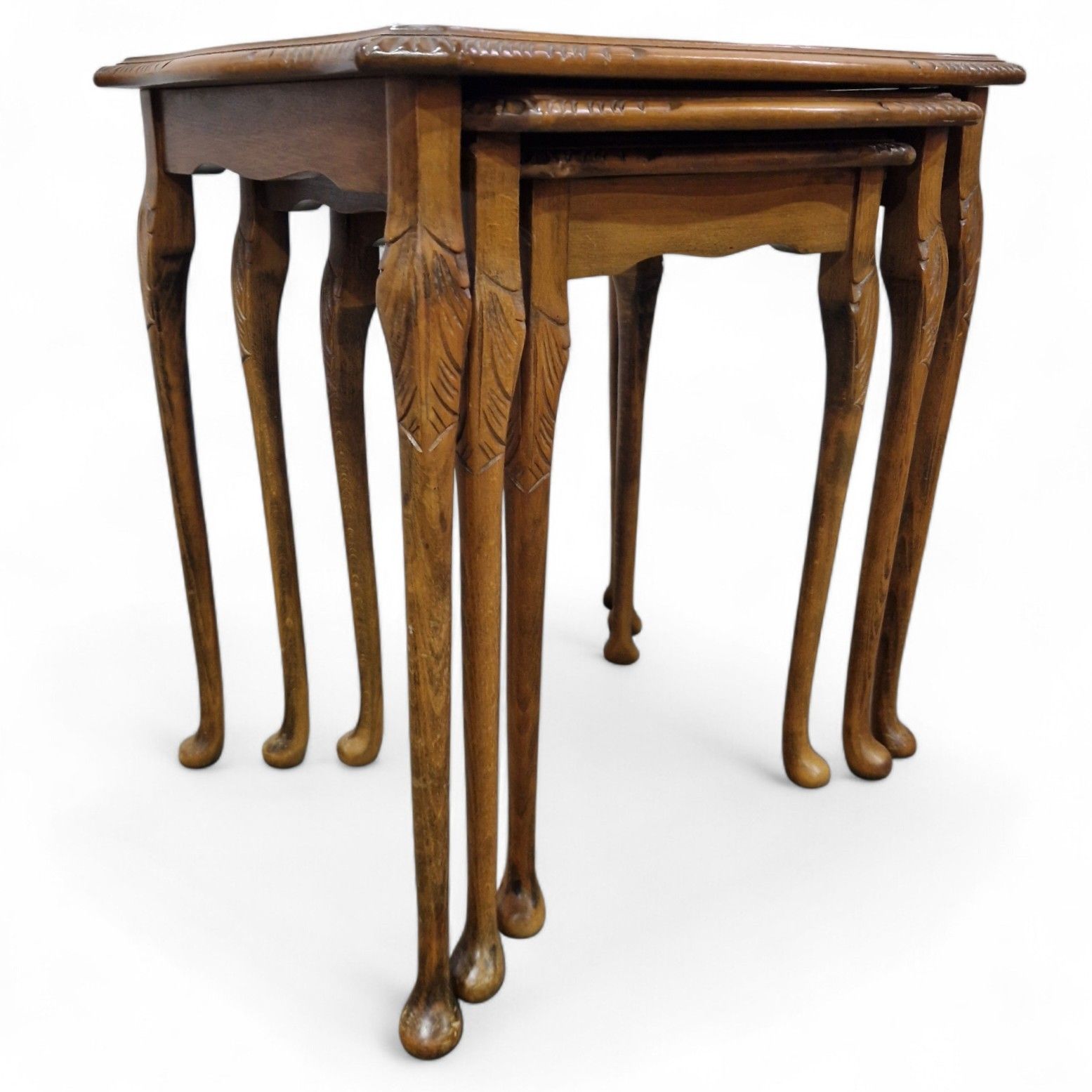 Carved Nest Of 3 Side Tables – Antique Style Occasional Tables Nesting Tables photo furniture