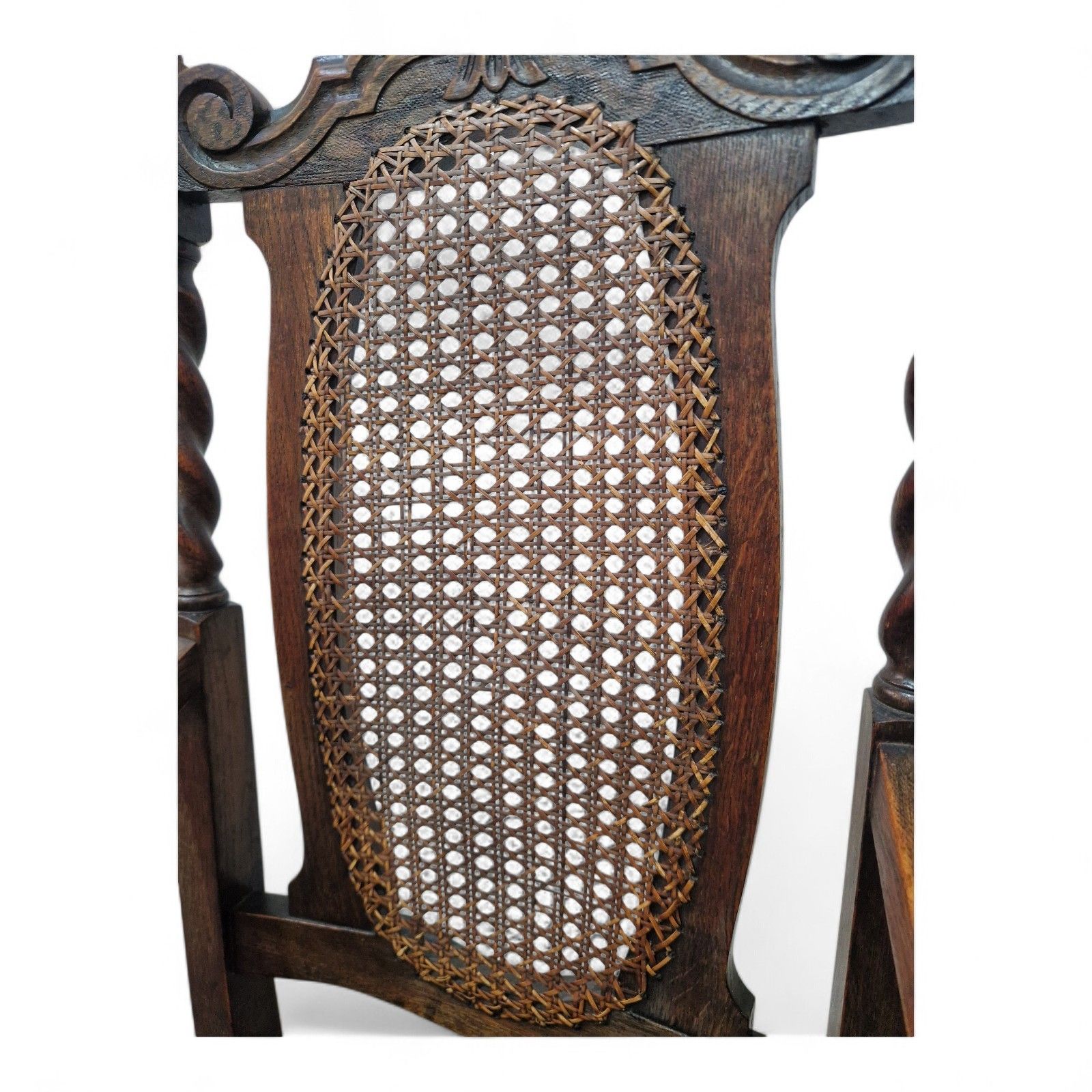 Antique Carved Oak Barley Spiral Twist Carver Chair Carved Farmhouse Armchair photo 125.0