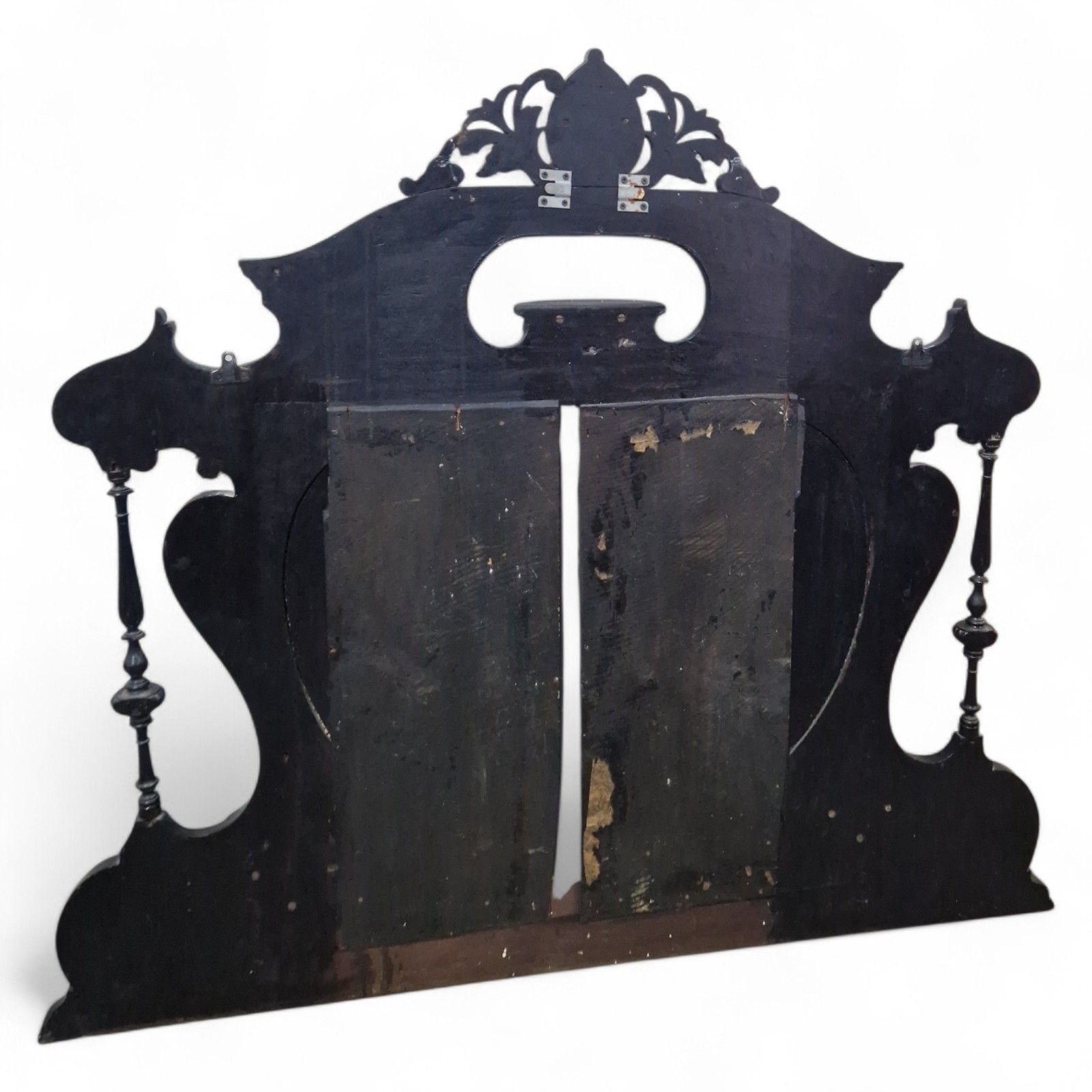 photo vintage Victorian Overmantel Mirror Large Black Carved Heart Shaped Wall Mirror
