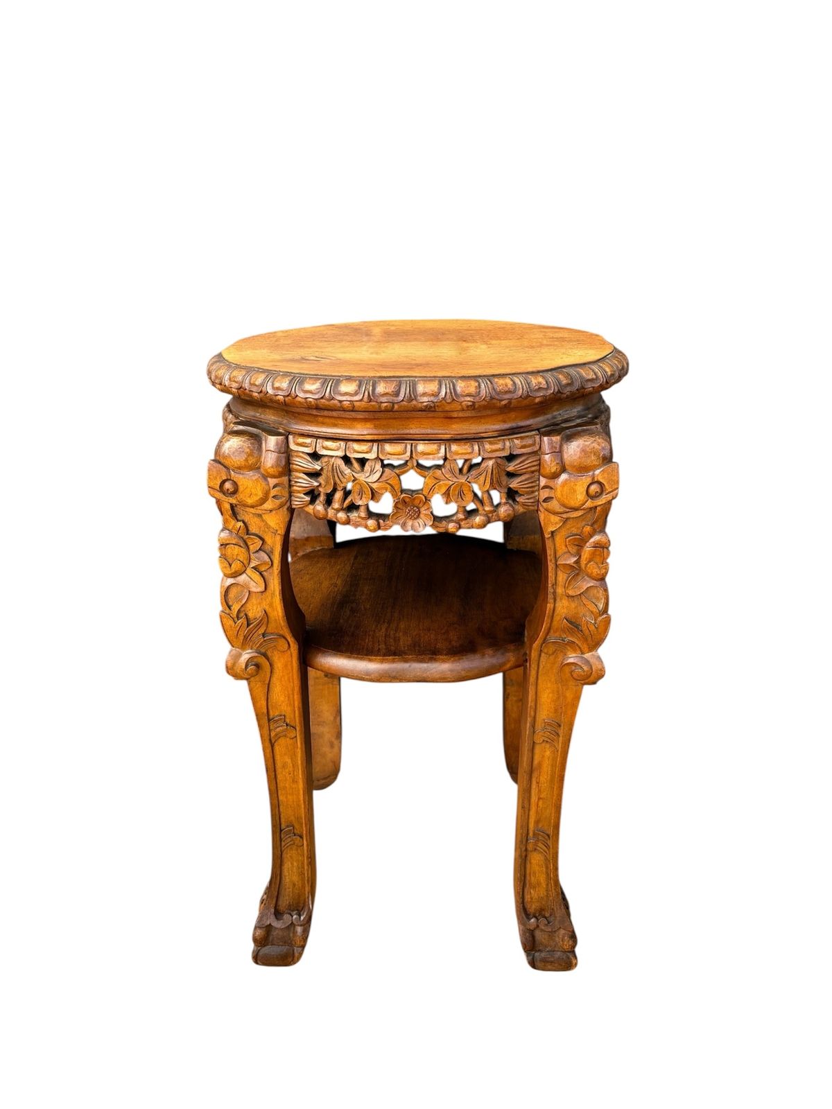Chinese Carved Hardwood Side Table, Mid 20th Century