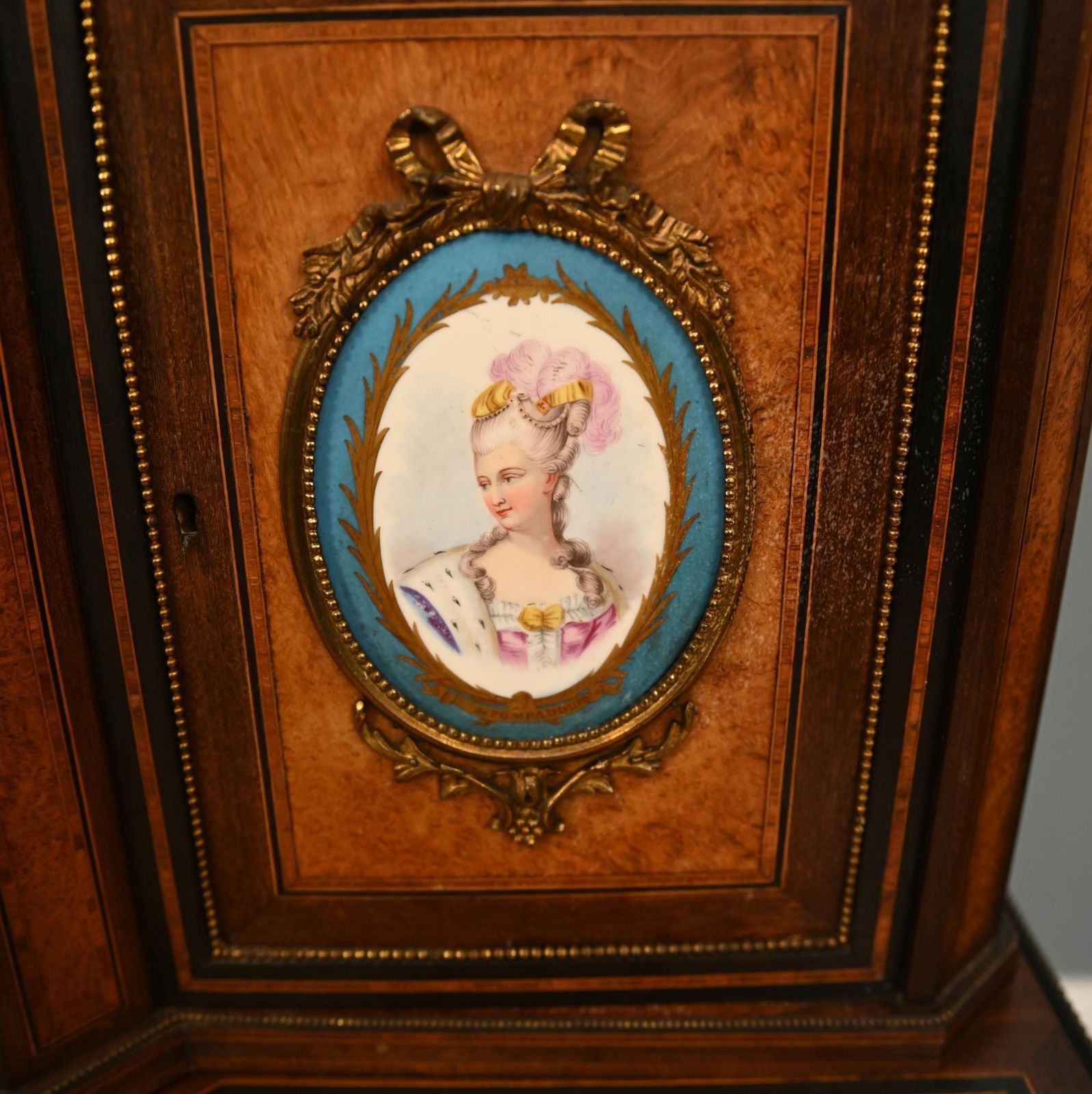 Victorian Bonheur De Jour Desk Amboyna Sevres Plaques 1860 photo vintage