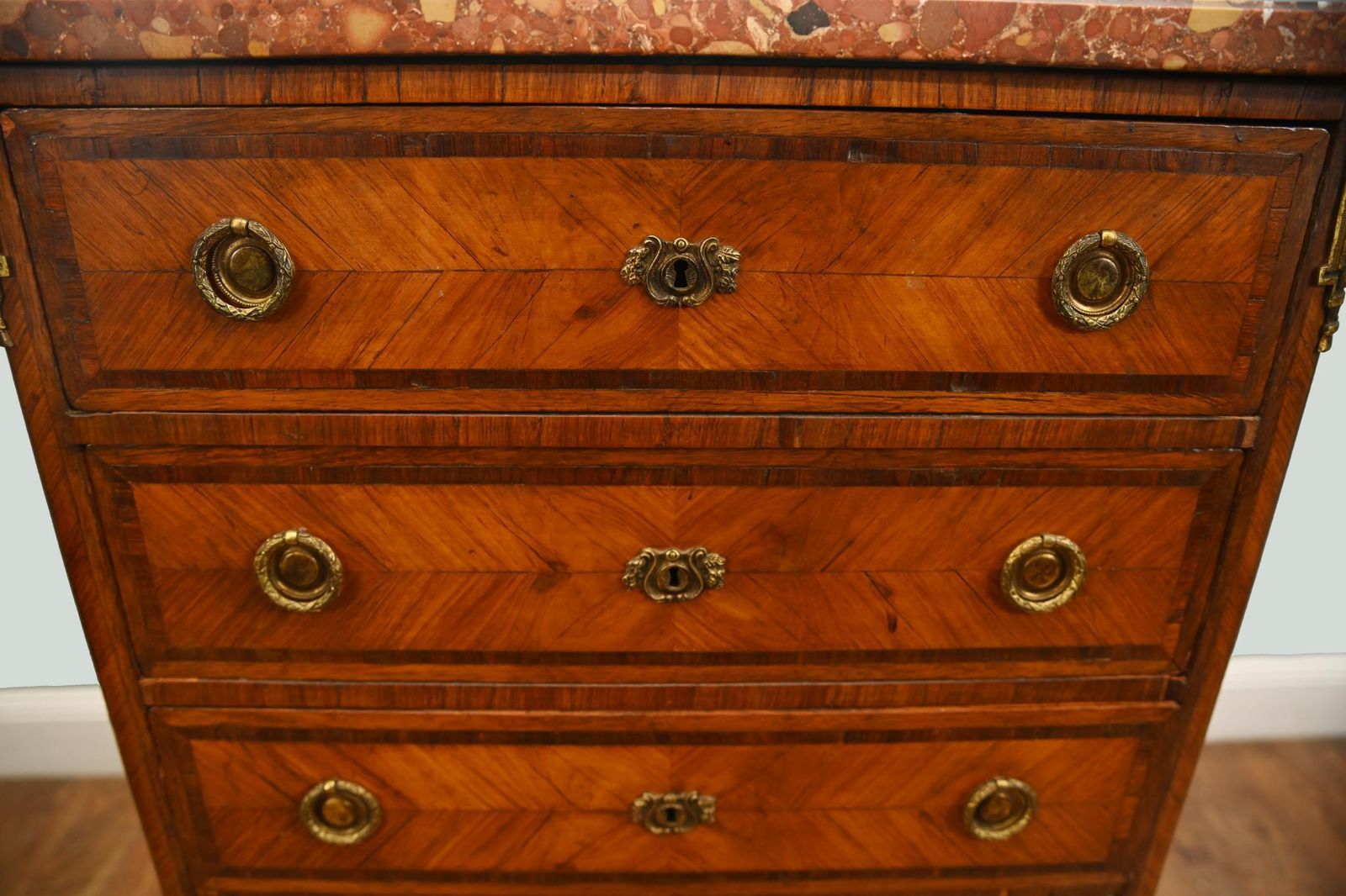 French Louis XVI Chest Drawers Tall Boy Commode photo vintage