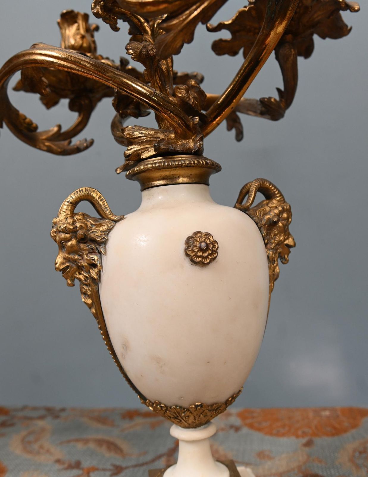 Pair French Candelabras Gilt Marble Louis XVI Revival 1890 photo Home Decor