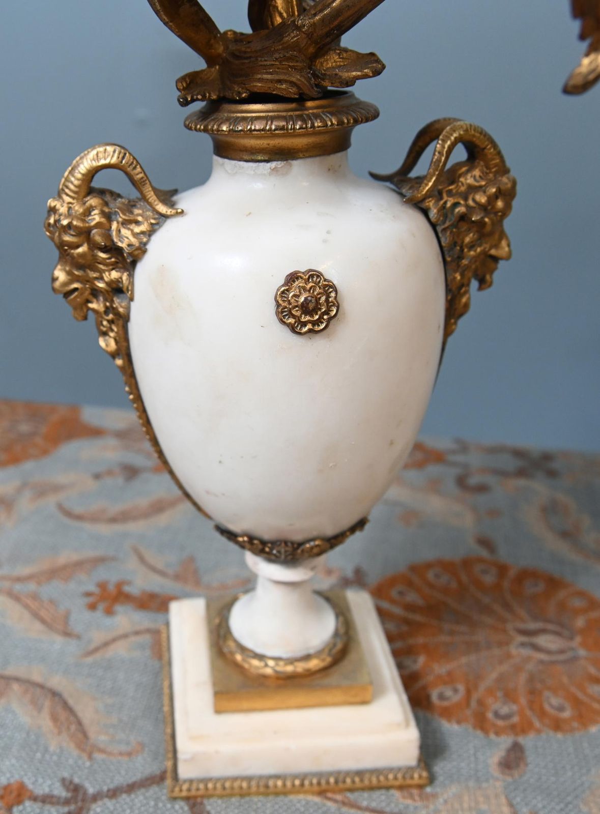 Pair French Candelabras Gilt Marble Louis XVI Revival 1890 photo 1450.0