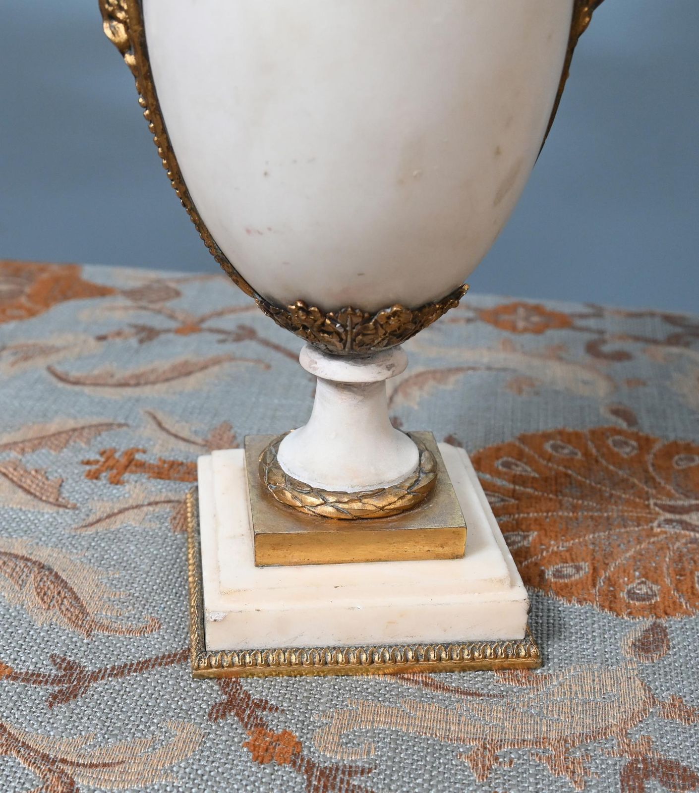 Pair French Candelabras Gilt Marble Louis XVI Revival 1890 photo vintage