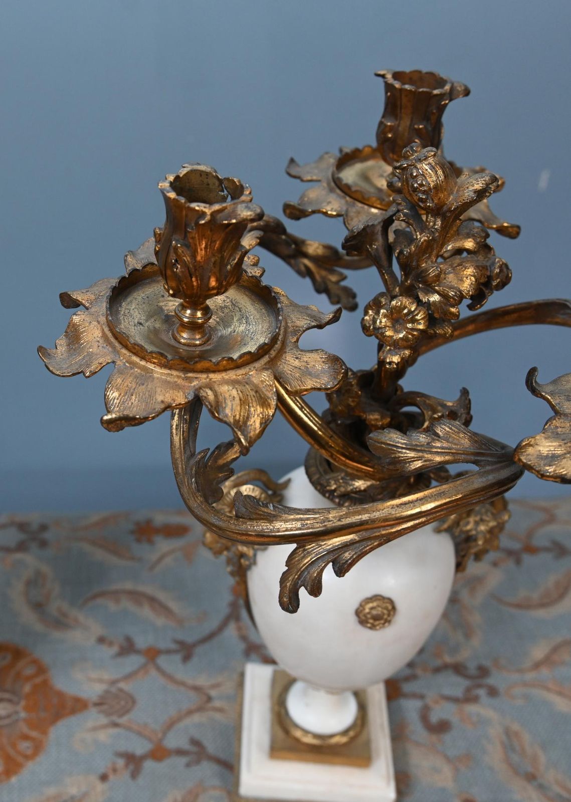 photo furniture Pair French Candelabras Gilt Marble Louis XVI Revival 1890
