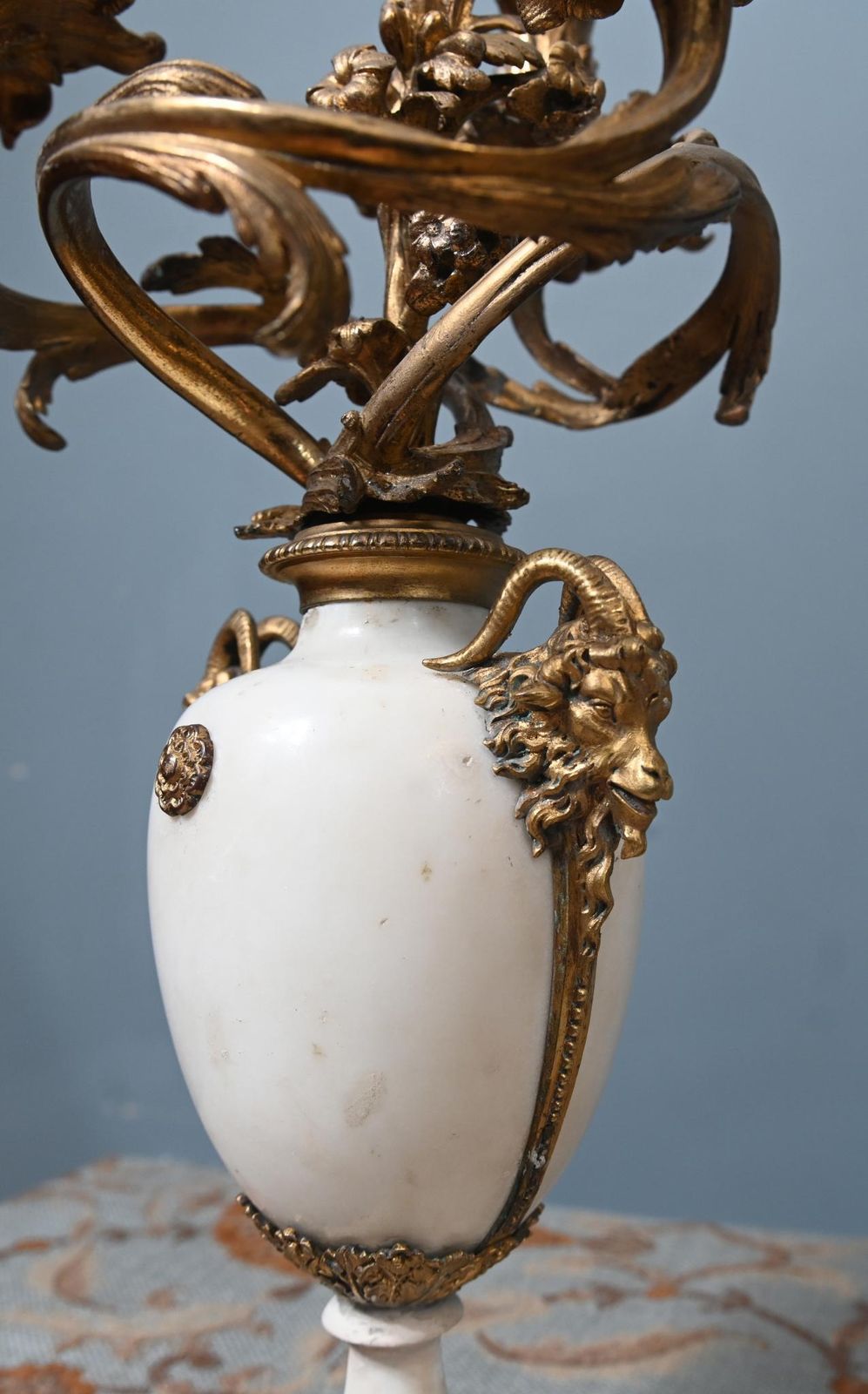 Home Decor Pair French Candelabras Gilt Marble Louis XVI Revival 1890 photo
