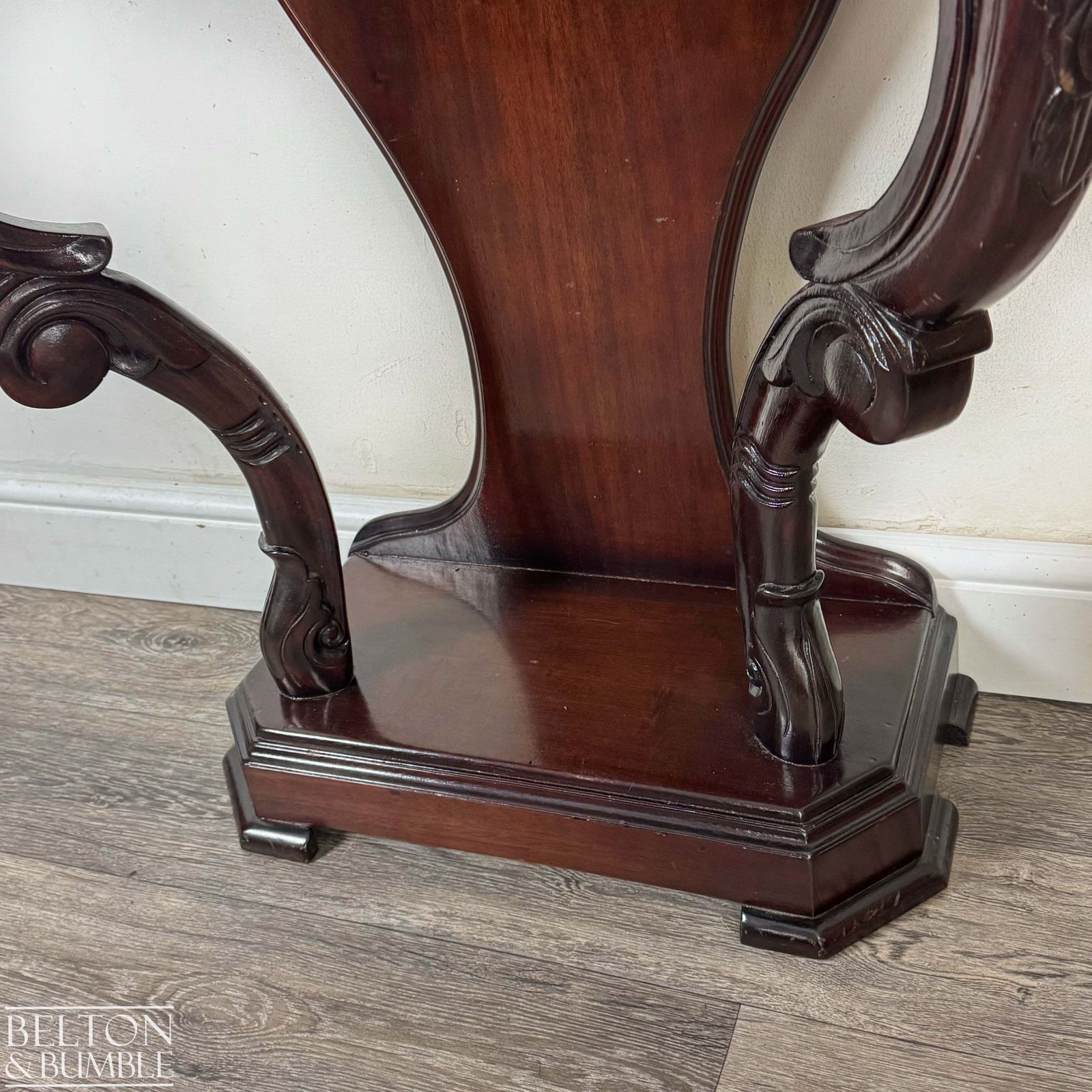 Reproduction Victorian Mahogany Serpentine Hallway Console Table With Carved Scroll Detail photo buy