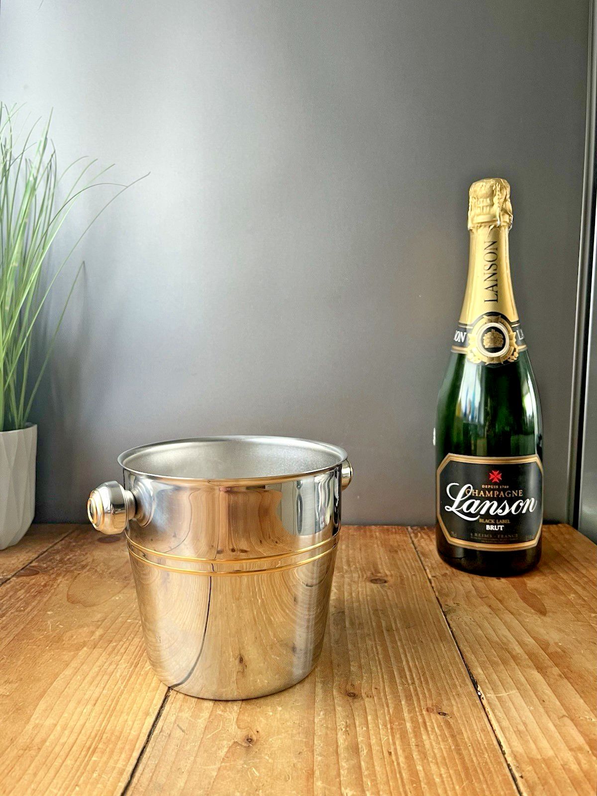 Italian Designer Mepra Silver Gold Plate Art Deco Style Ice Bucket Bottle Cooler