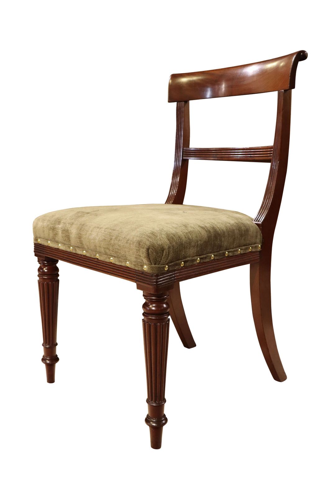 Set Of Six Regency Mahogany Bar Back Dining Chairs With Reeded Legs, Circa 1820 photo 2013.0