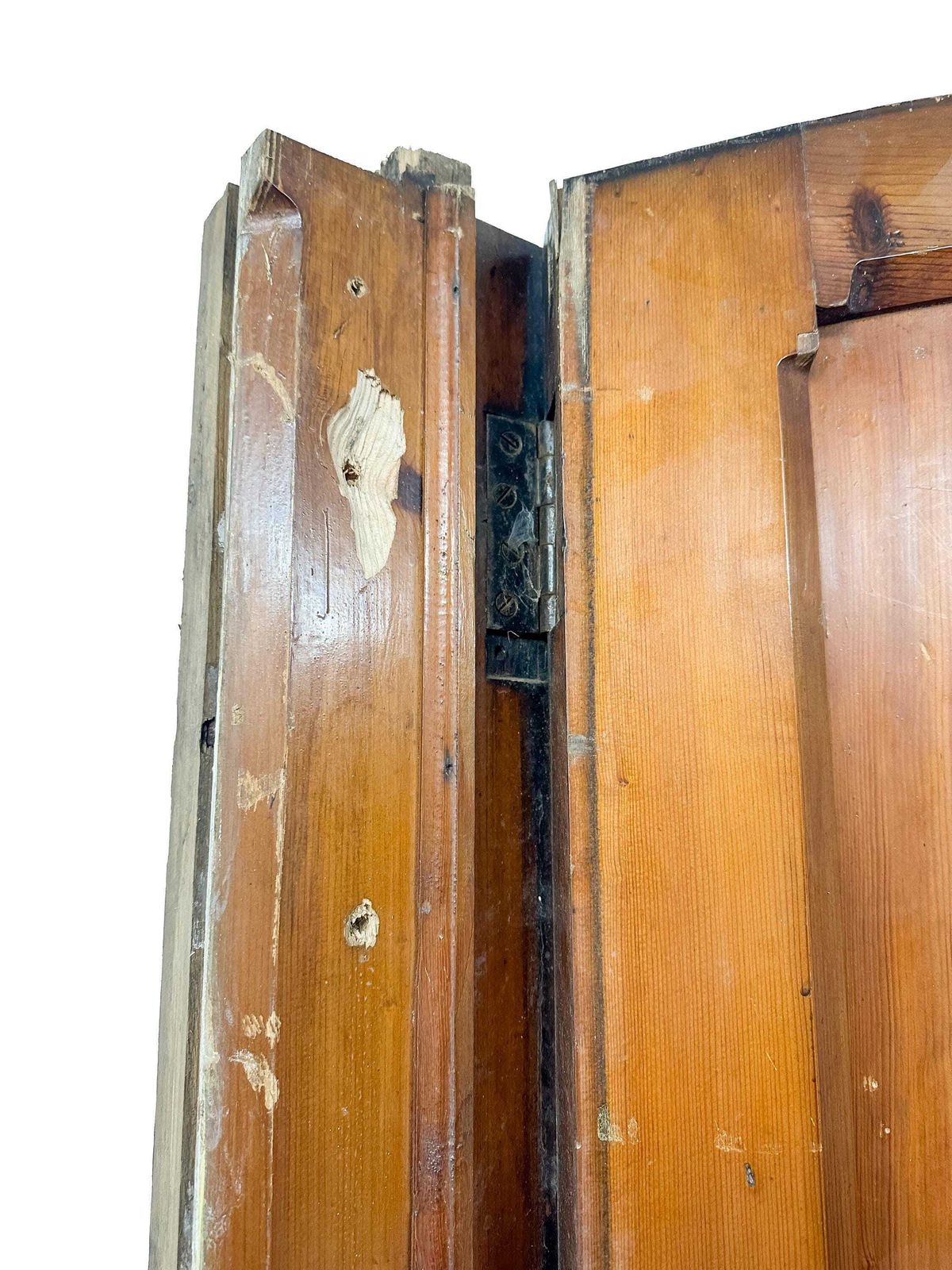 Victorian 4 Panel Pitch Pine Door With Arch & Original Carved Handles   Gothic Revival 19th Century photo Home Fixtures