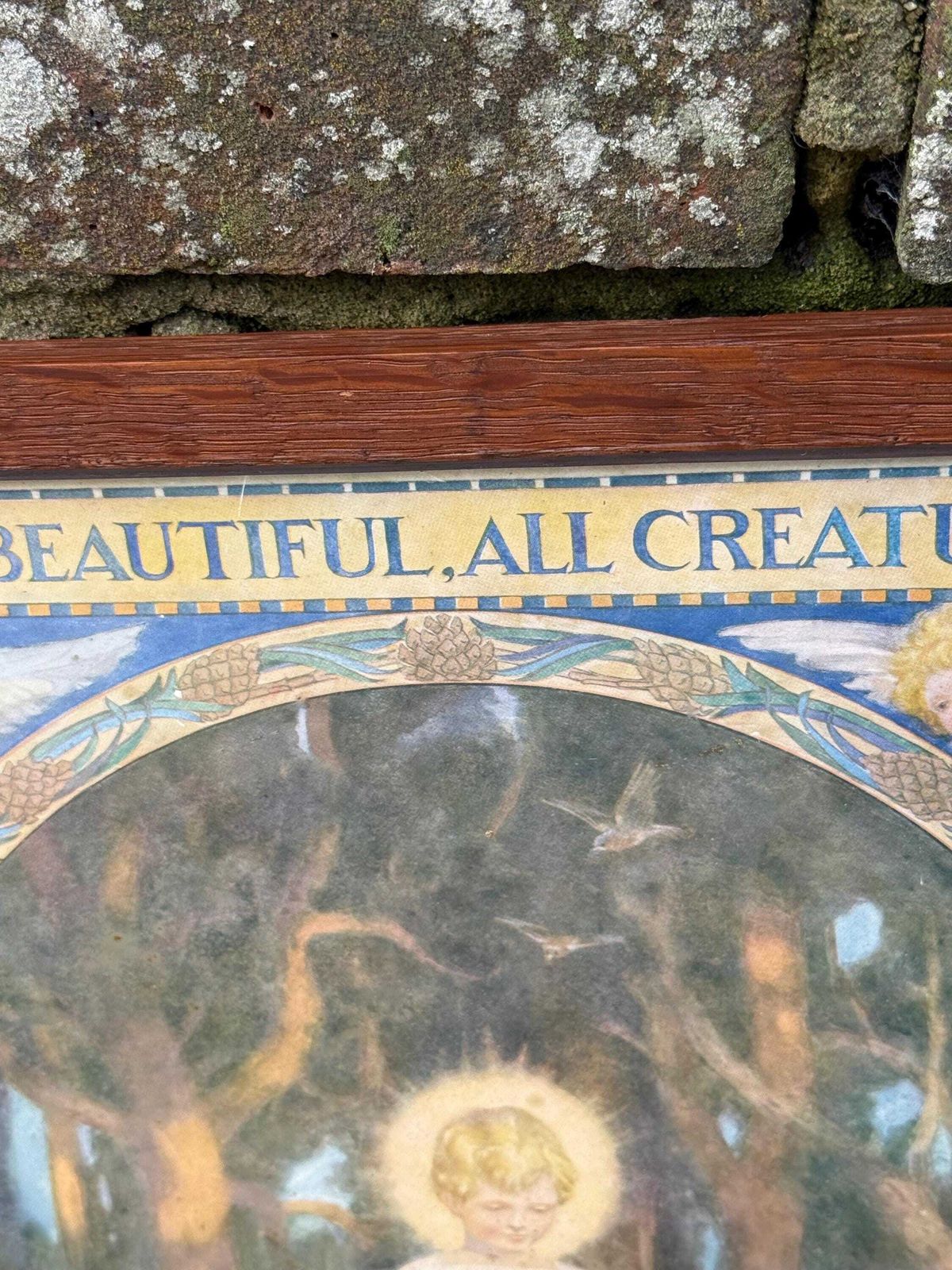 photo buy Margaret W. Tarrant Hymn Illustration In Beautiful Mid Century Wooden Glazed Frame