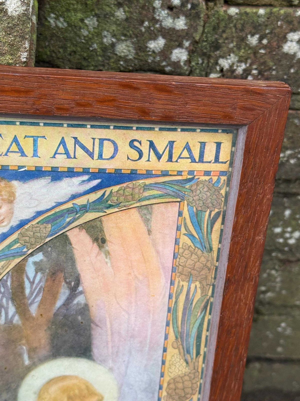 photo vintage Margaret W. Tarrant Hymn Illustration In Beautiful Mid Century Wooden Glazed Frame
