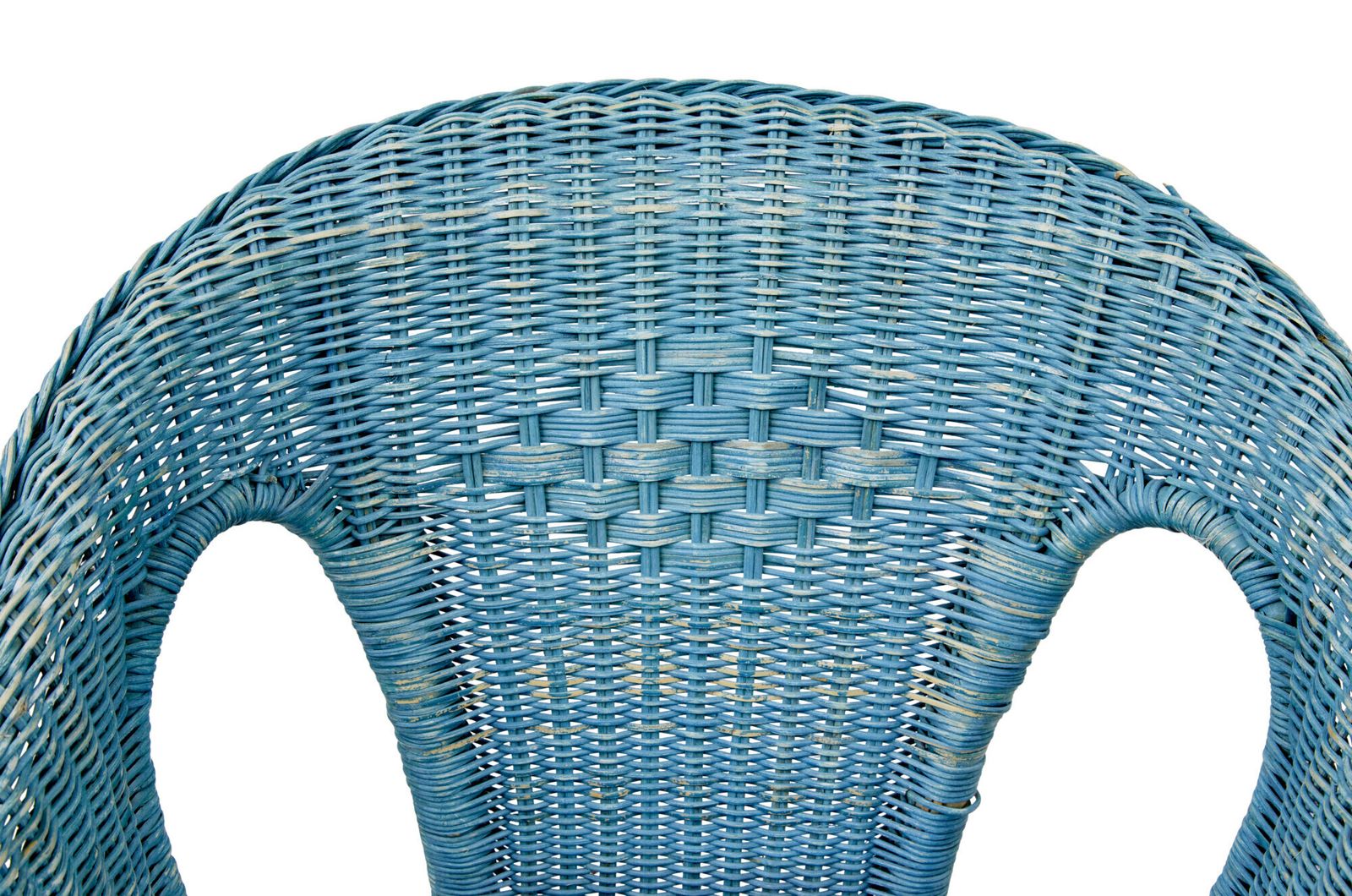 Pair Of Mid Century Blue Painted Wicker Armchairs photo 765.0