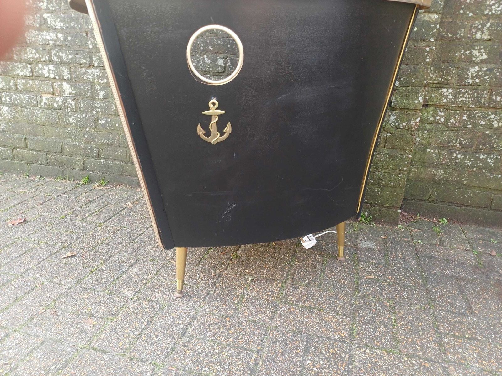 Iconic Mid Century Retro Ship Cocktail Bar Cabinet Frontier Nautical Kitsch Drinks Display Cabinet Atomic Legs Vintage photo vintage