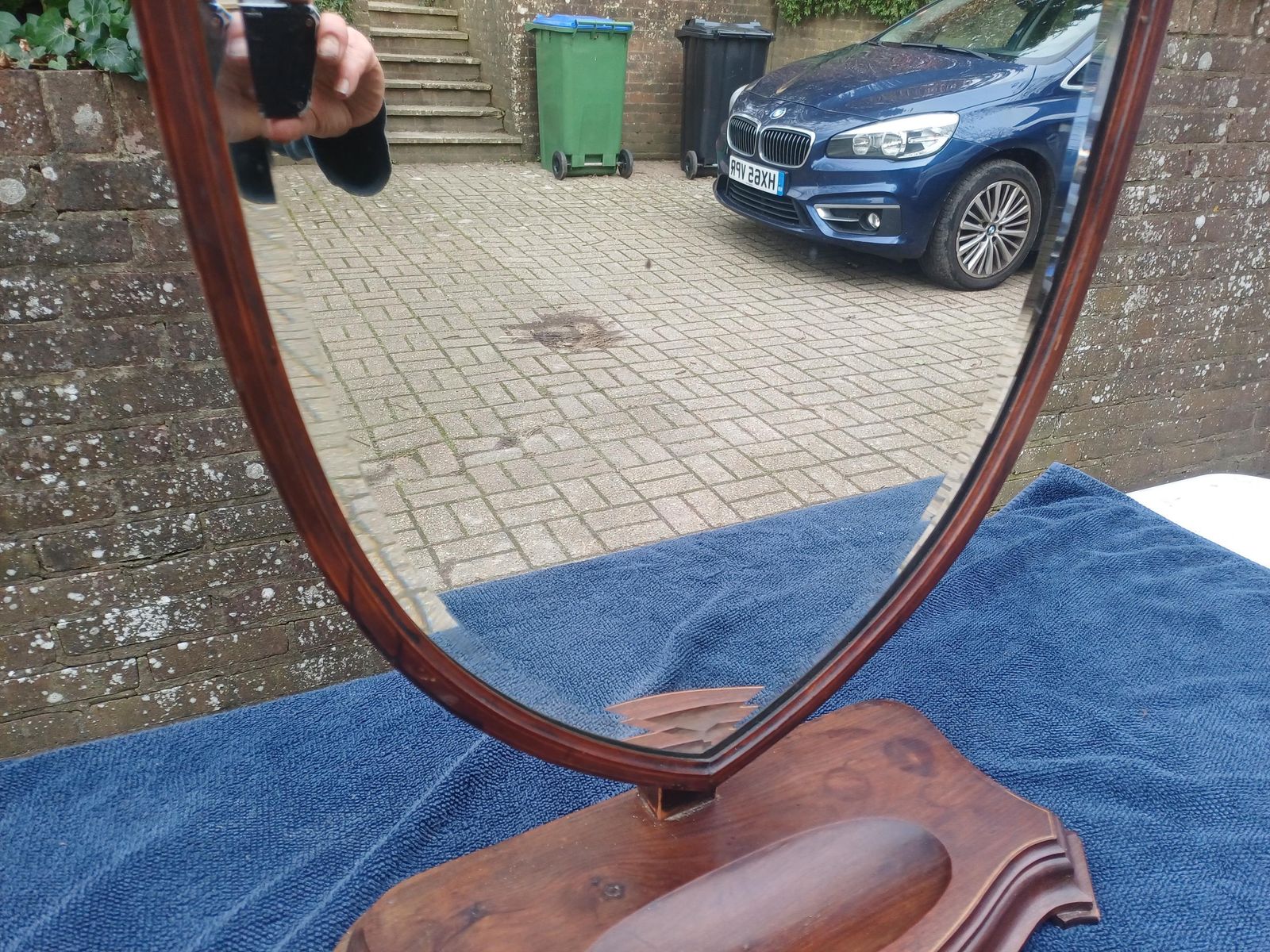 photo vinterior Victorian Solid Mahogany Swivel & Tilting Dressing Table Mirror Shield Bevelled Glass Antique C1870 Rare Quality