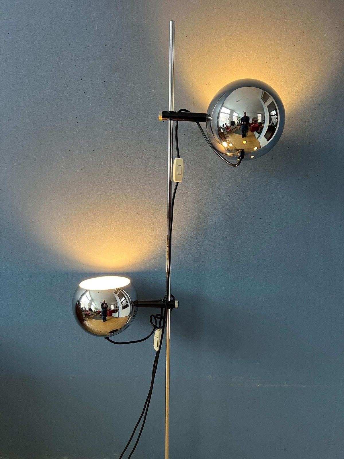 Mid Century Chromen Herda Eyeball Vloerlamp, Jaren '70 photo furniture