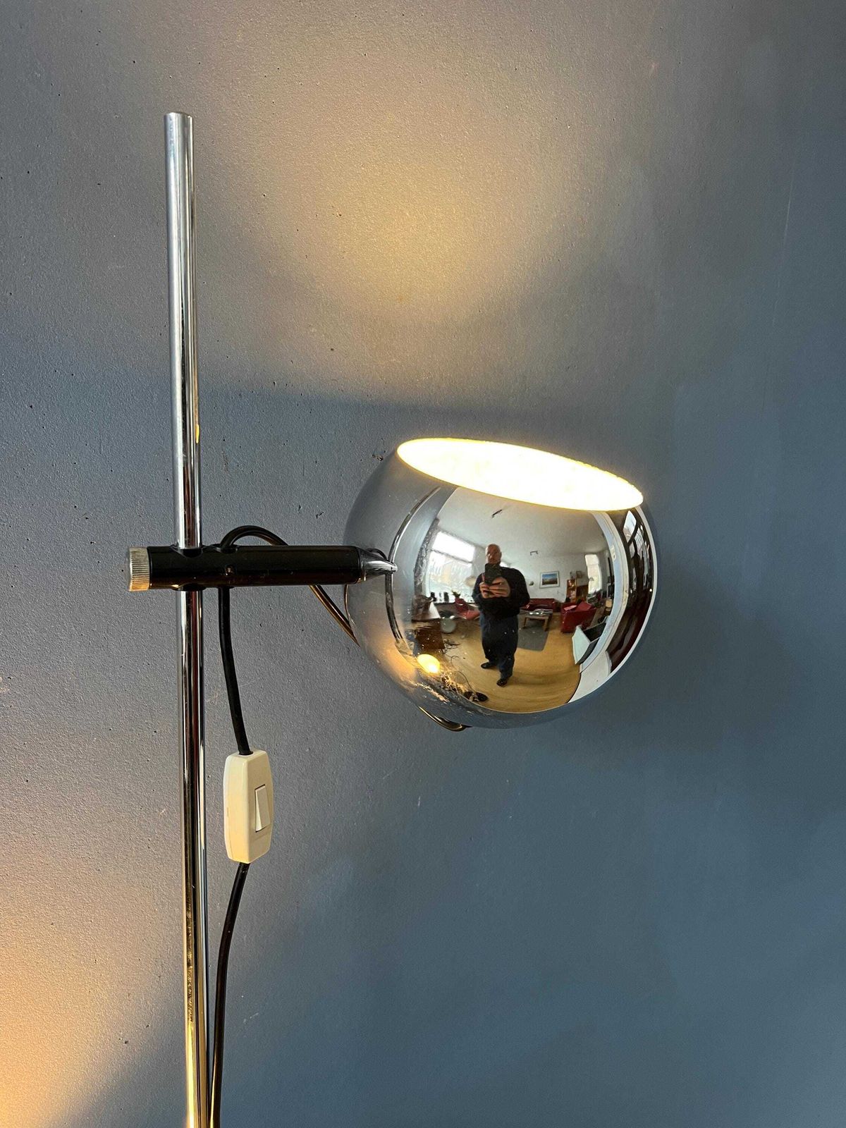 Mid Century Chromen Herda Eyeball Vloerlamp, Jaren '70 photo 559.0