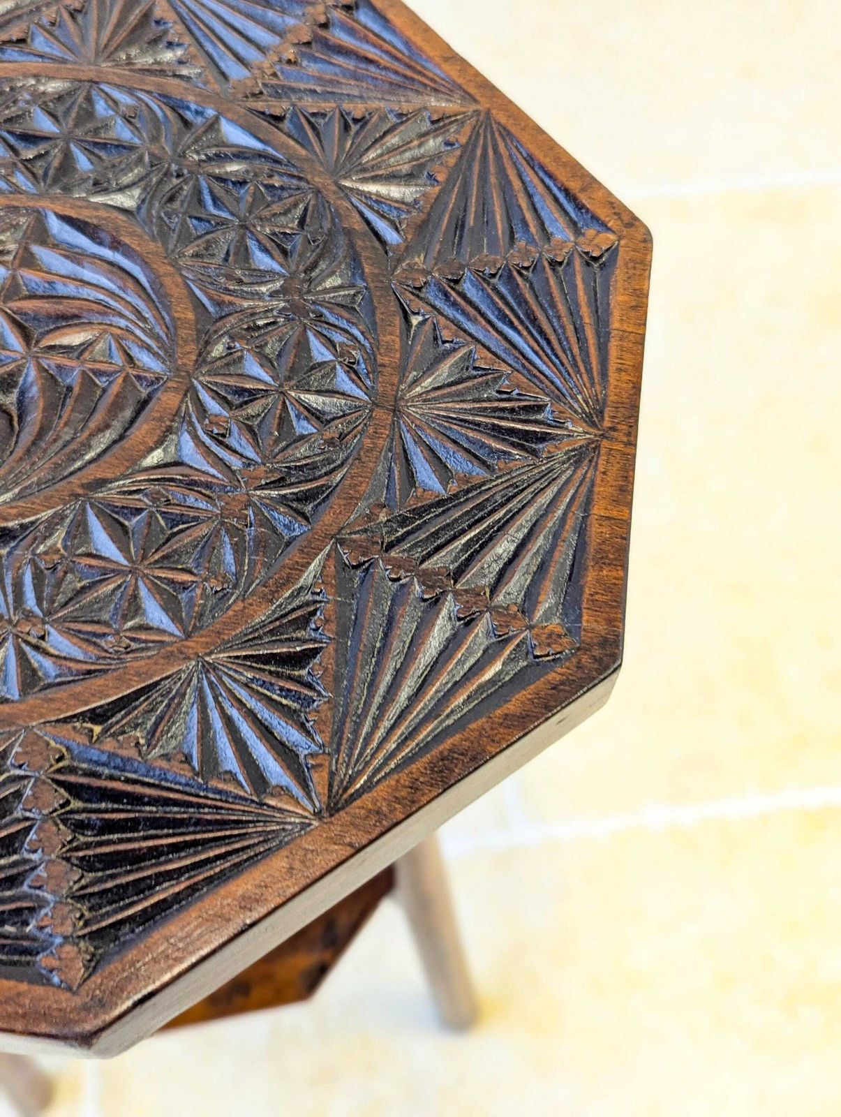 Antique Early 20th Century Carved Oak Tripod Occasional Table photo vintage