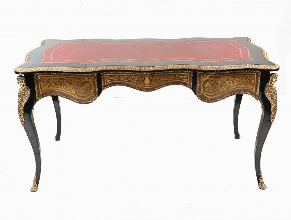 Shaped Boulle Bureau Plat Desk French Interiors photo furniture