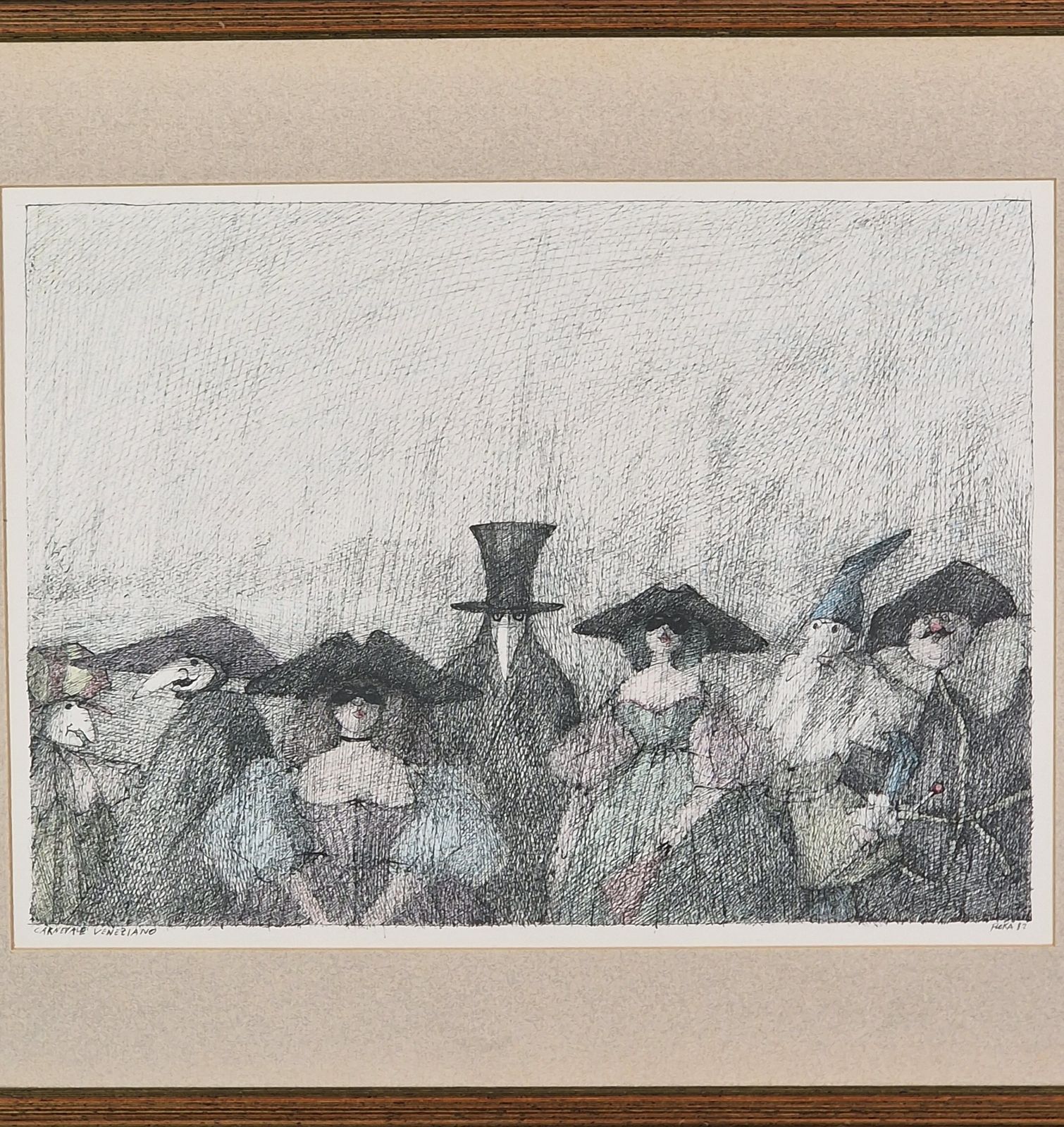 'Carnevale Veneziano'   After Paul Flora. Coloured Print. photo furniture