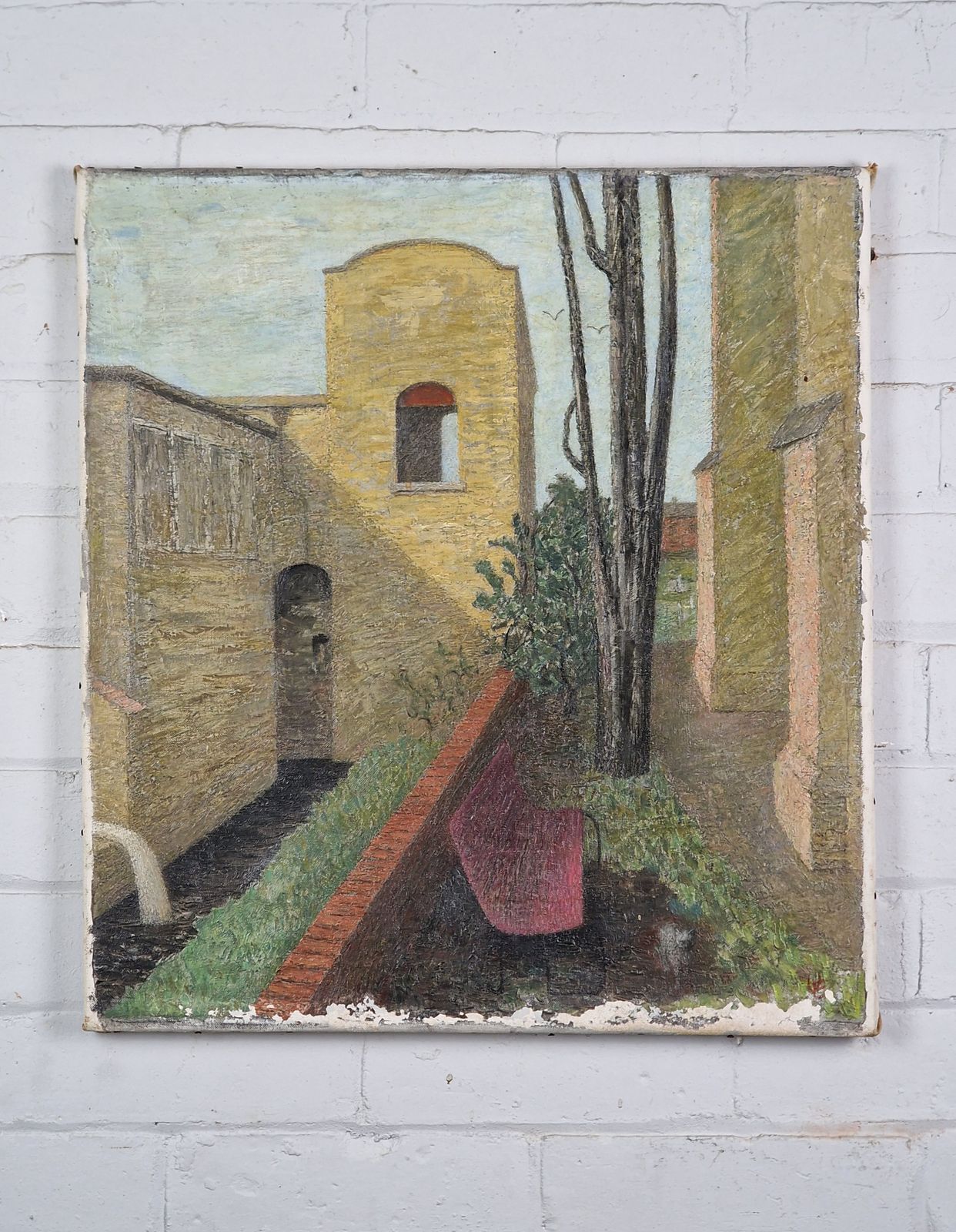 Garden Scene By Ursula Edgcumbe (1900 1985). Oil On Canvas. Signed.