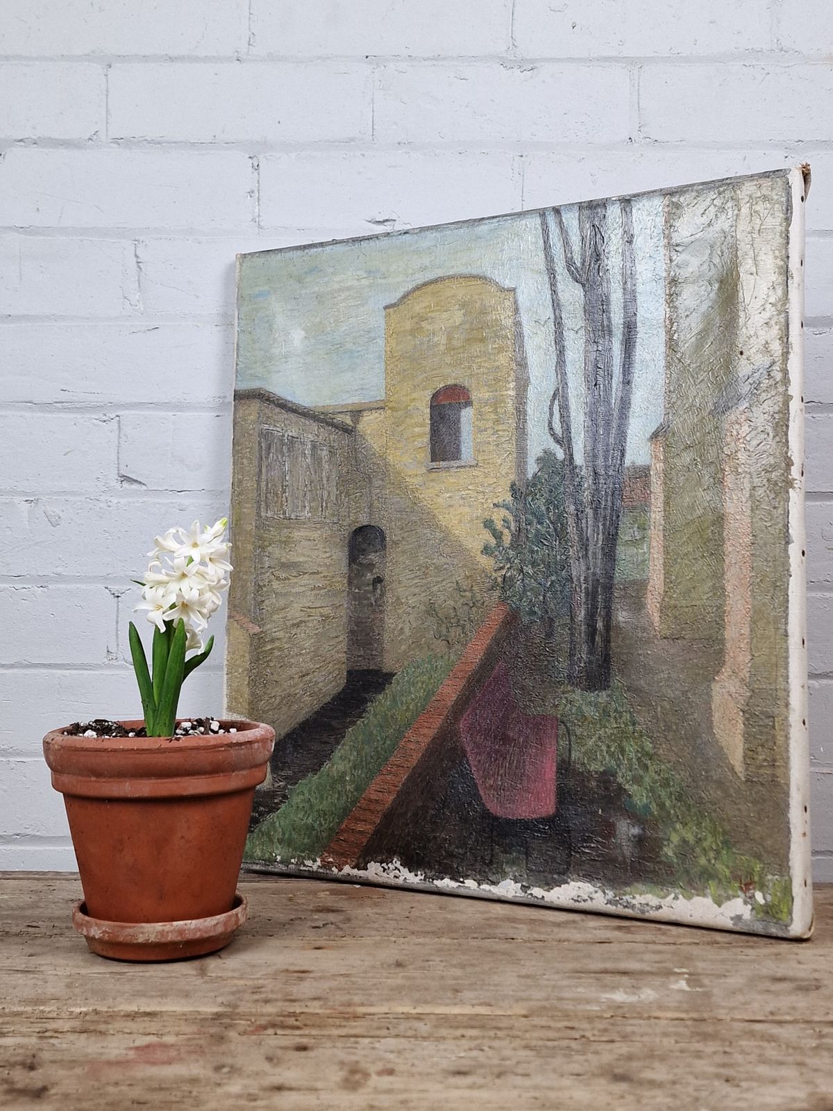 Garden Scene By Ursula Edgcumbe (1900 1985). Oil On Canvas. Signed. photo furniture