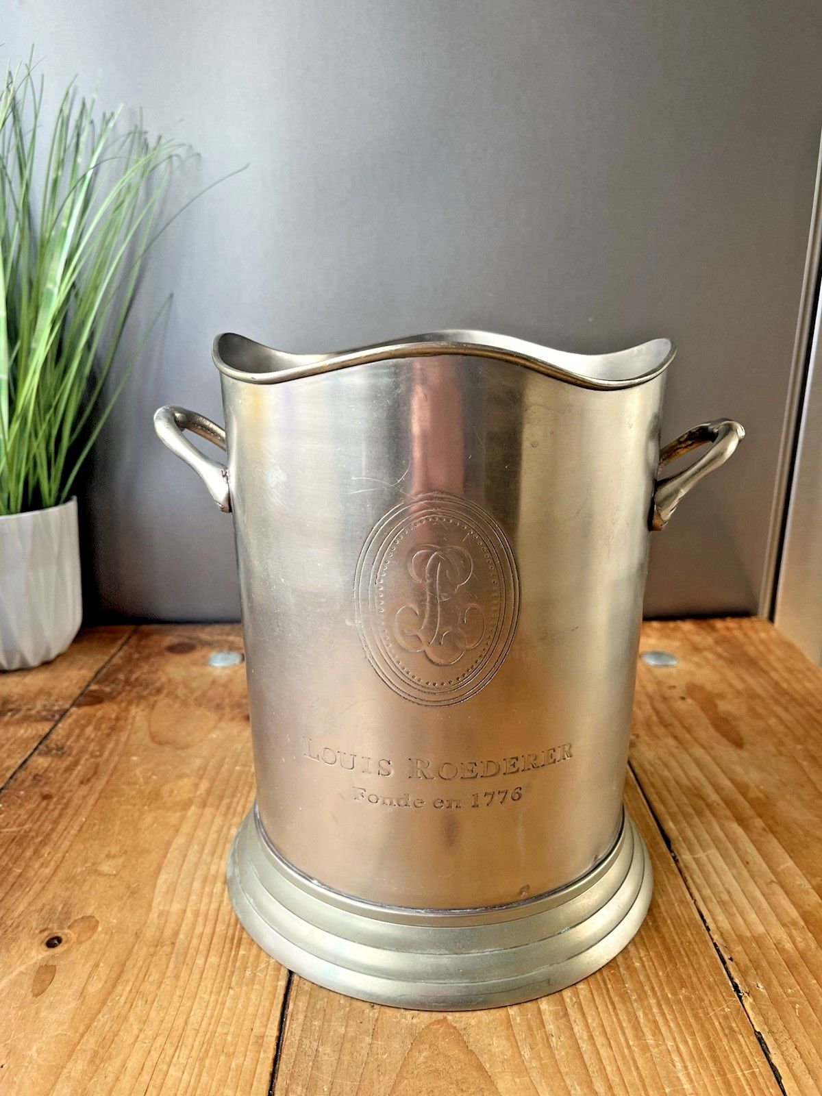 Antique Art Deco Silver Plated Louis Roederer Champagne Bottle Ice Bucket Cooler photo Home Decor