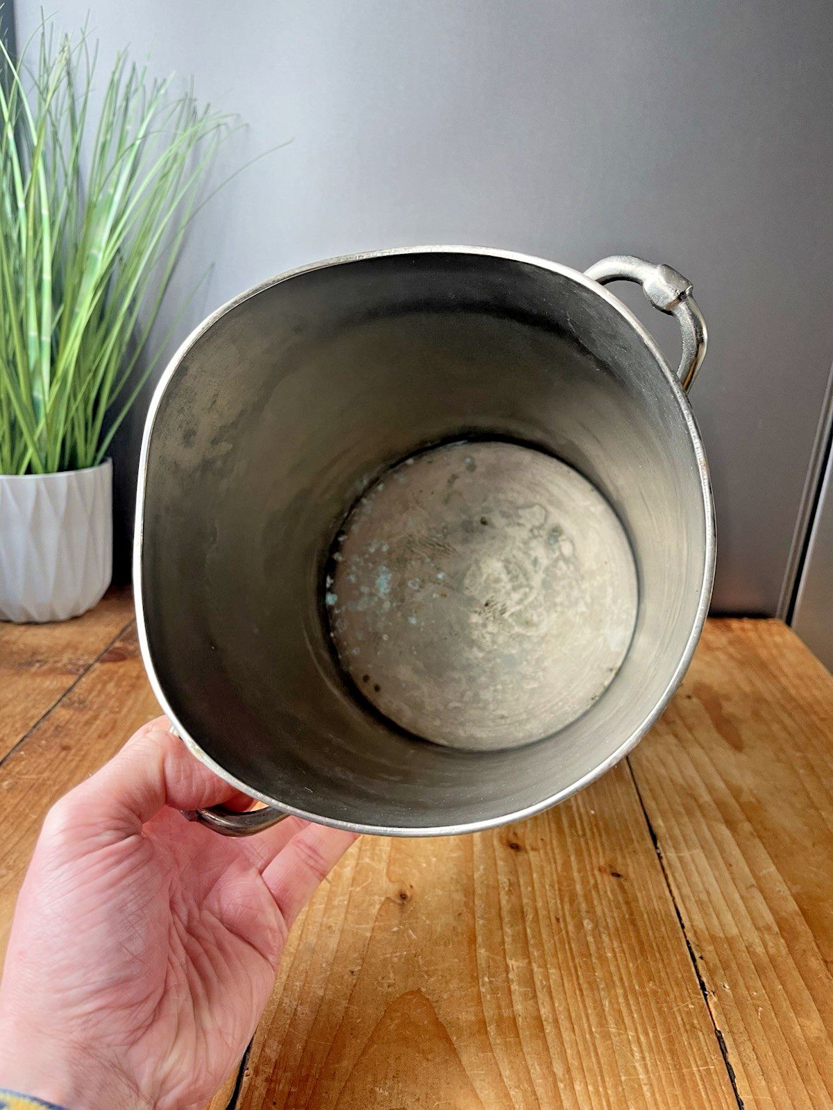 Antique Art Deco Silver Plated Louis Roederer Champagne Bottle Ice Bucket Cooler photo vintage