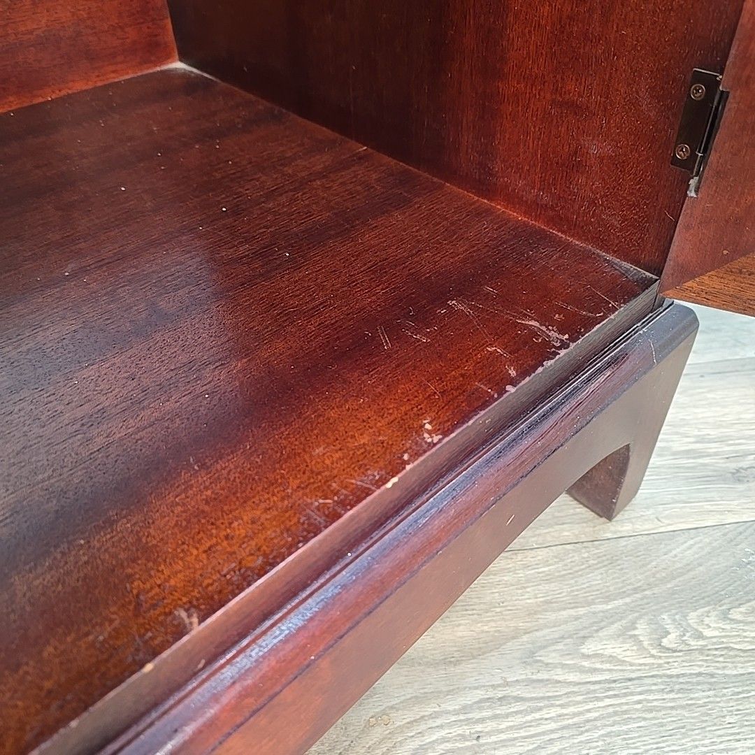 Furniture Stag Minstrel Media Cabinet Hifi Display Record Cupboard Vintage Retro Glass photo