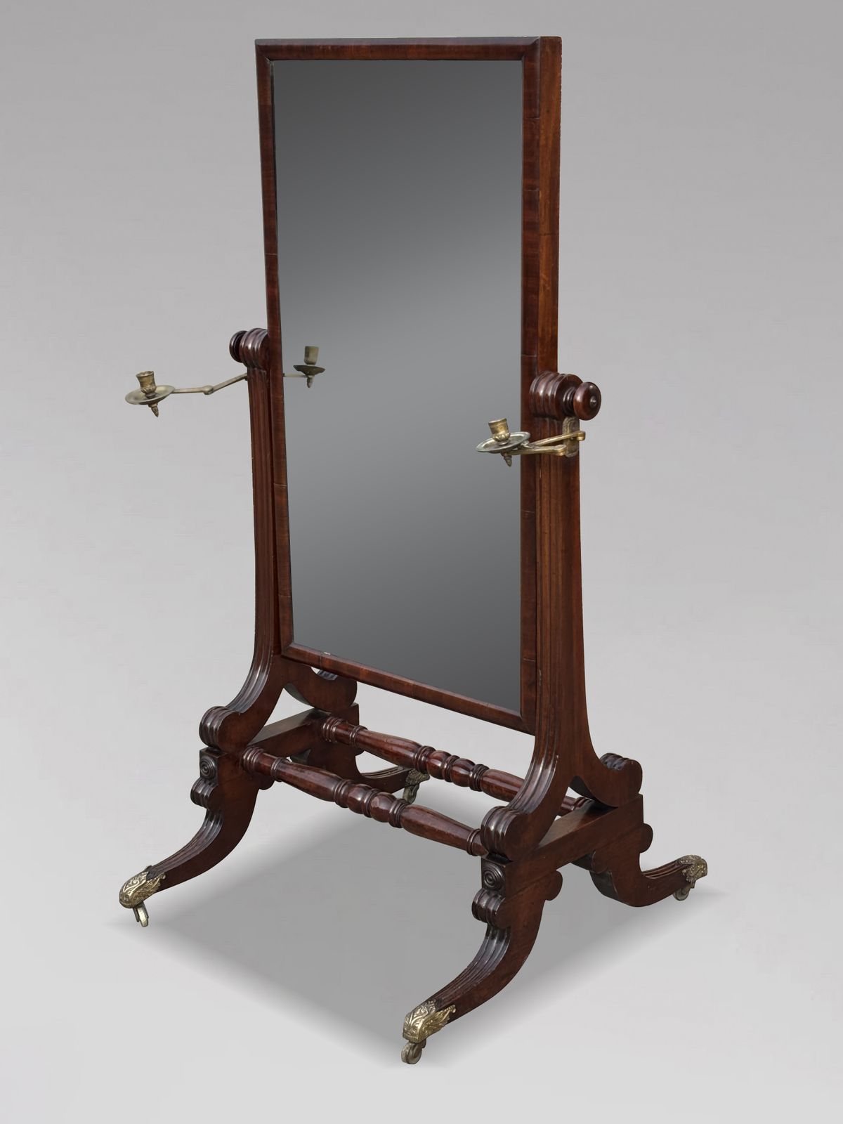 19th Century William IV Period Mahogany Cheval Mirror