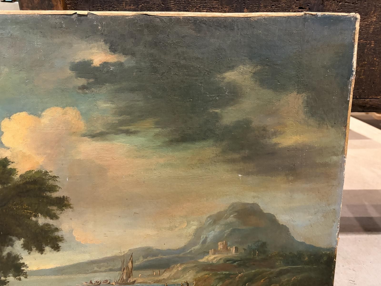 photo furniture 18th Century Italian Oil On Canvas Of A Coastal Scene
