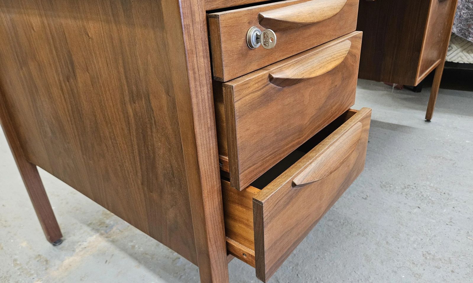 Furniture Jens Risom Mid Century Walnut Desk USA C 1960s photo