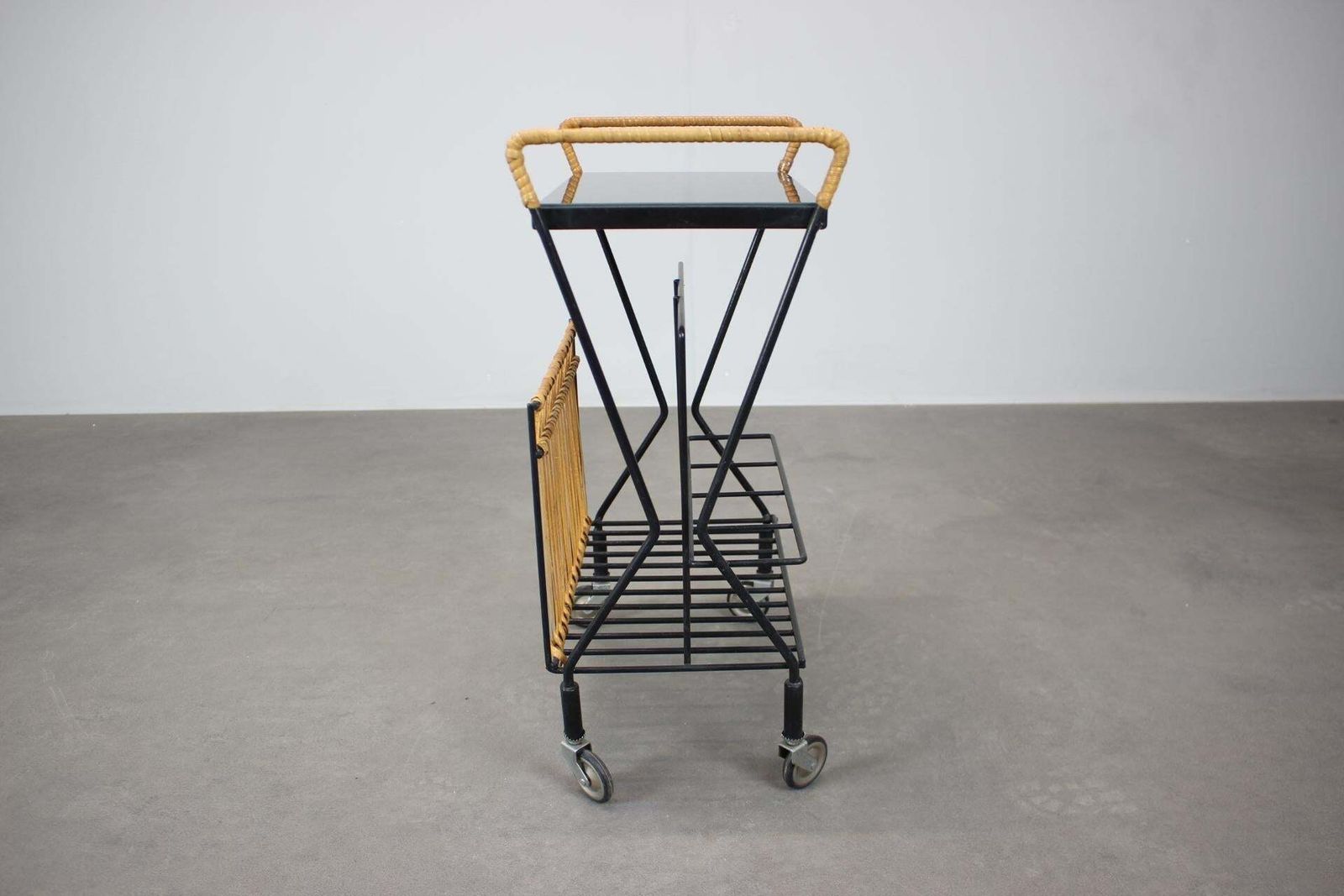 Mid Century Rolling Magazine Rack Cart, 1970s, Czechoslovakia photo 463.0