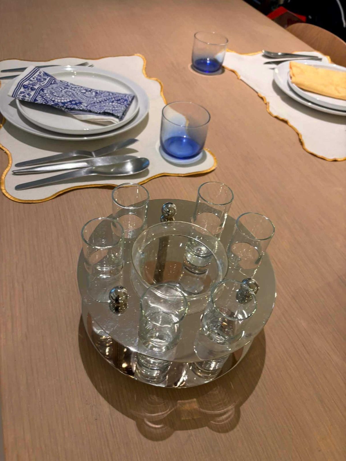 Caviar Server Set With 6 Shot Glasses, Stainless Steel Holder, Made In Italy photo vinterior