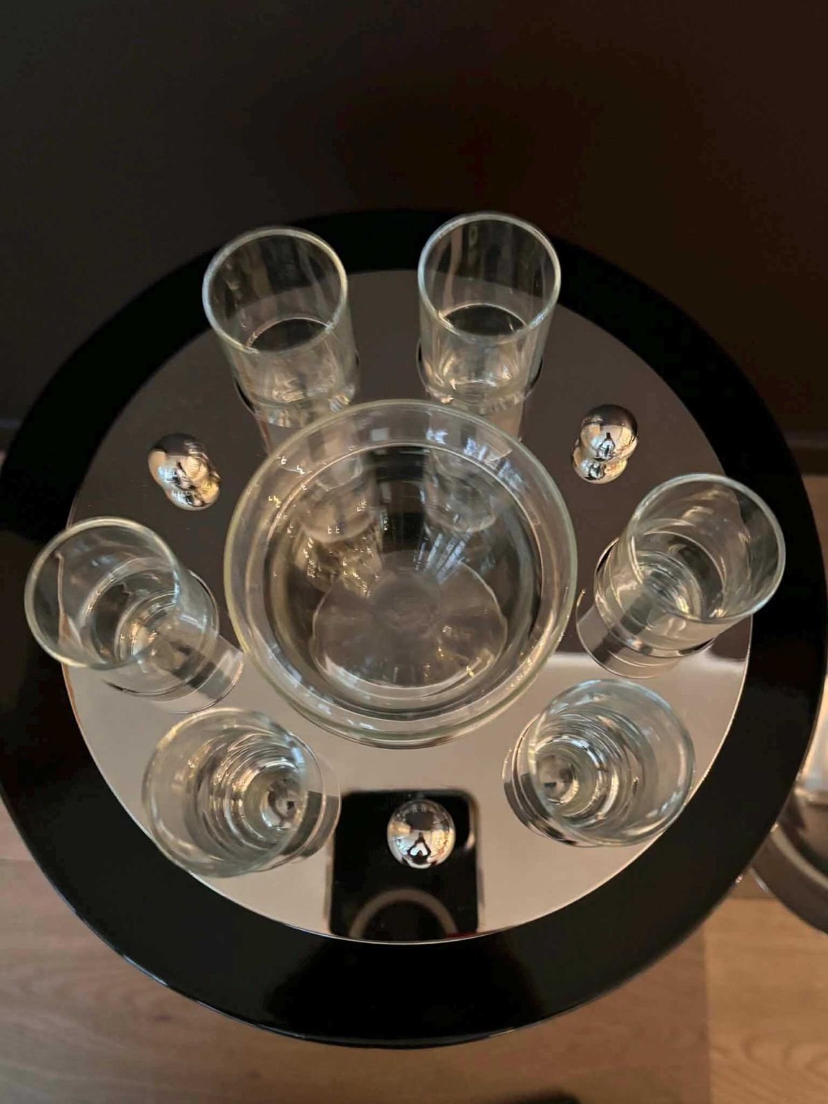 Home Decor Caviar Server Set With 6 Shot Glasses, Stainless Steel Holder, Made In Italy photo