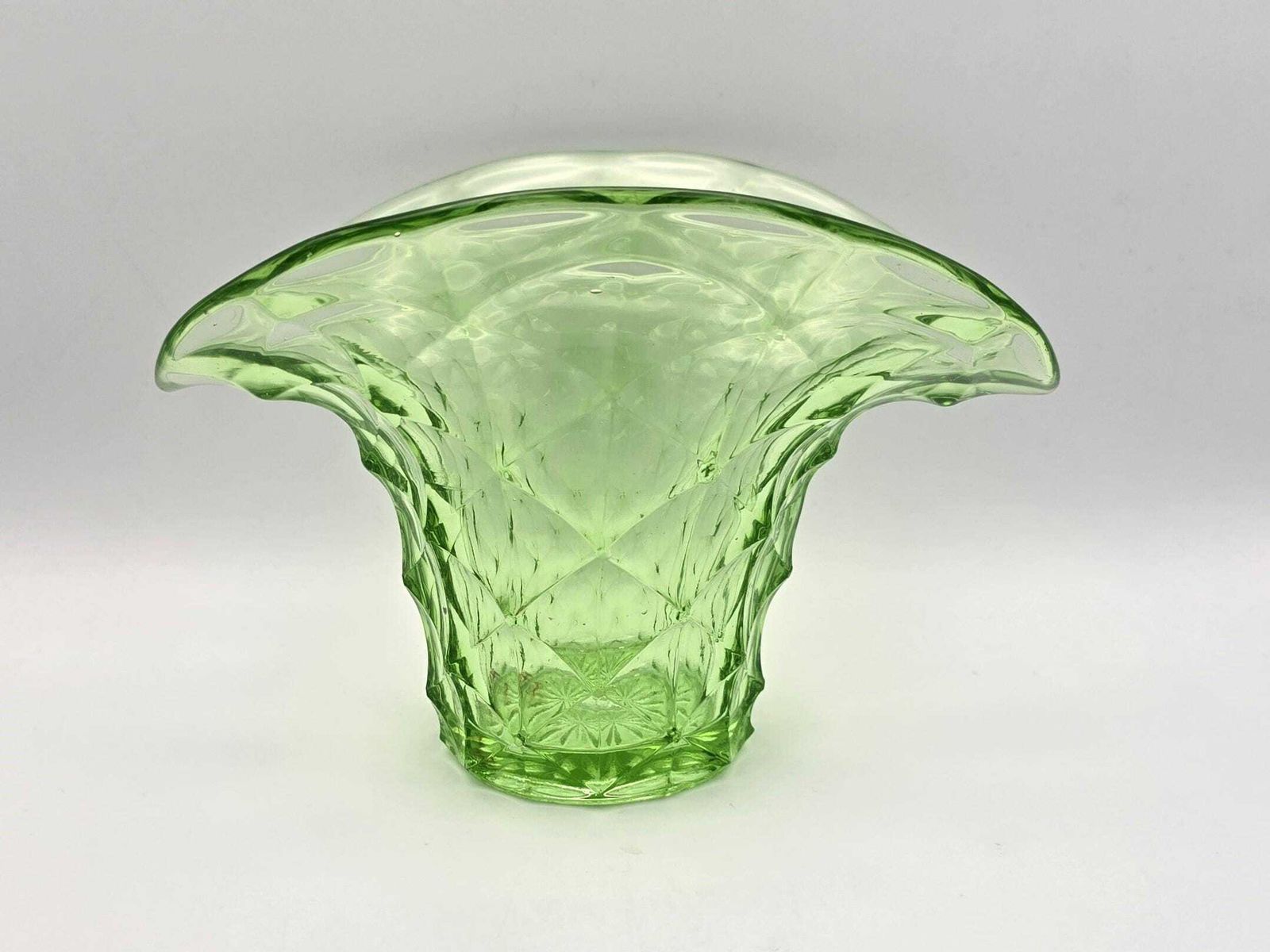 Antique Uranium Glass Vase   "Top Hat" Flower Vase   Uv Active   1920s Czech photo buy