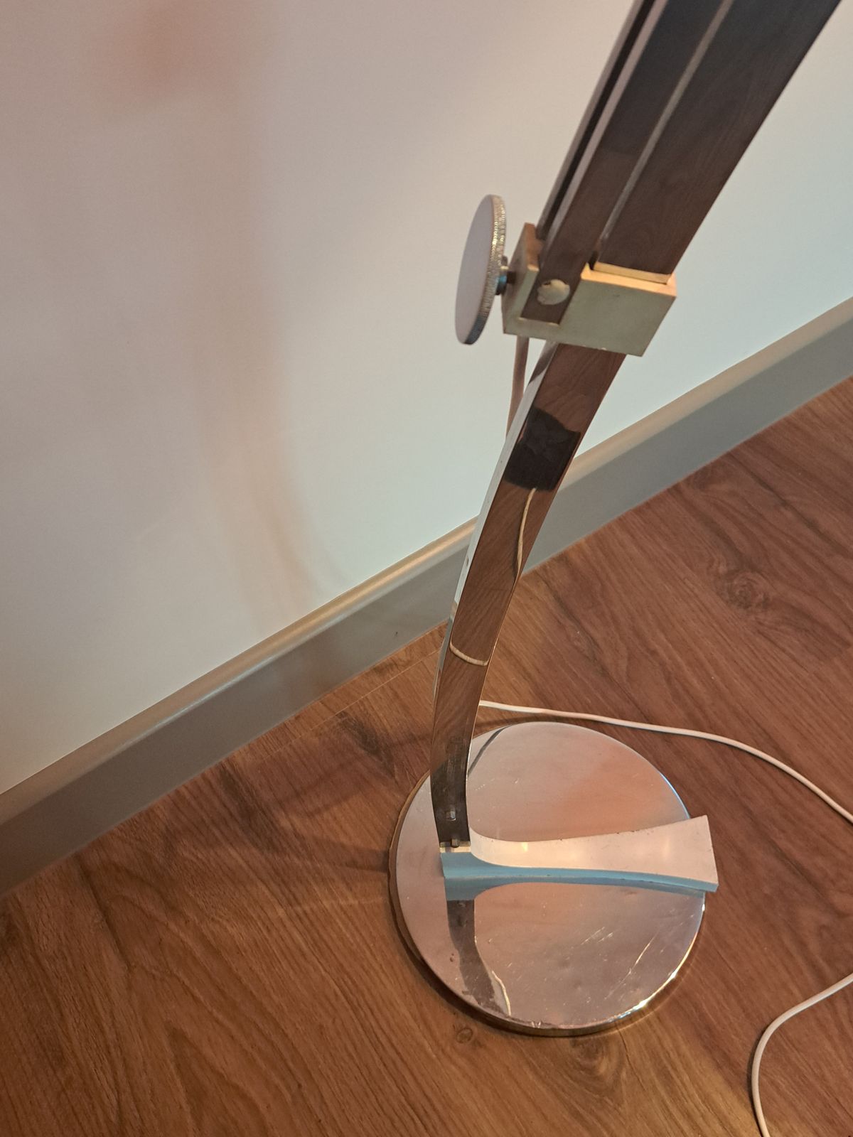 German (Solken Leutchten) Mid Century Arc Floor Lamp With Orange Plexiglass Shade (Probably Goffredo Reggiani) photo 1250.0