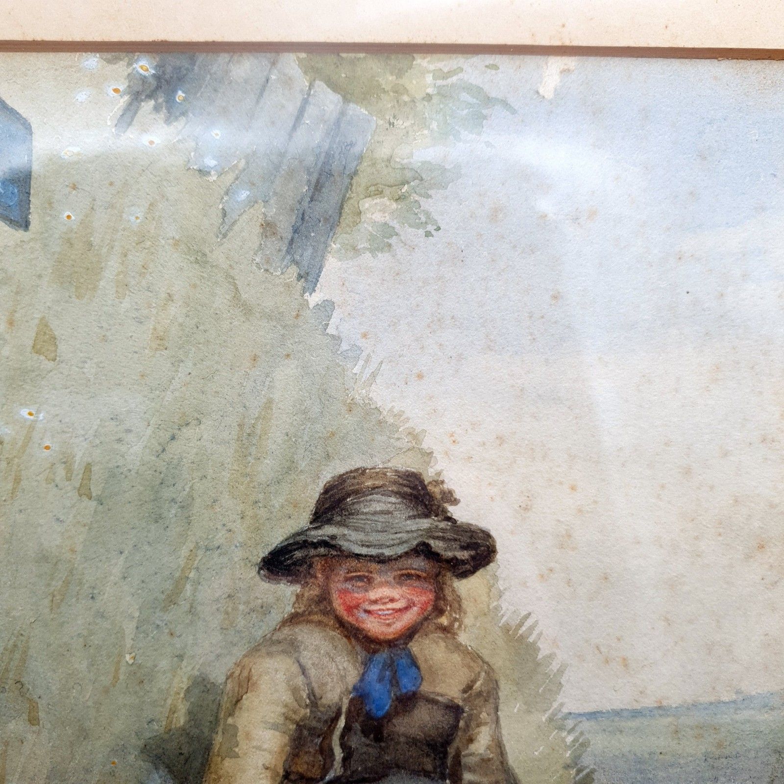 photo furniture Antique Signed Watercolour Flower Girl C1890 1910 Wood Framed W30cmxh41cm