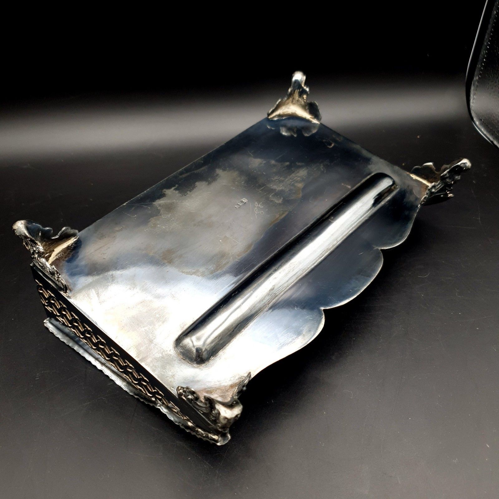 photo vinterior Antique B.H.A Edwardian Inkwell Silver Plate? Barnett Henry Abrahams Inkwell L23