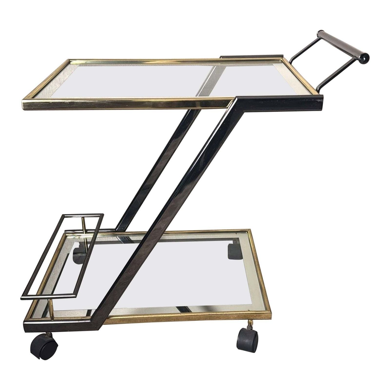 Mid Century Italian Bar Cart In Burnished Steel And Brass