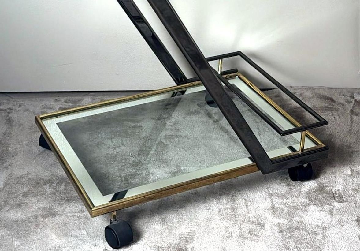 photo vinterior Mid Century Italian Bar Cart In Burnished Steel And Brass