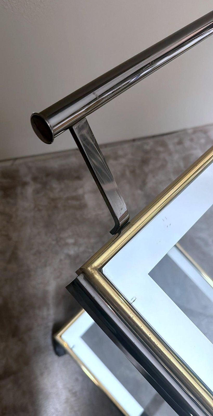 photo buy Mid Century Italian Bar Cart In Burnished Steel And Brass