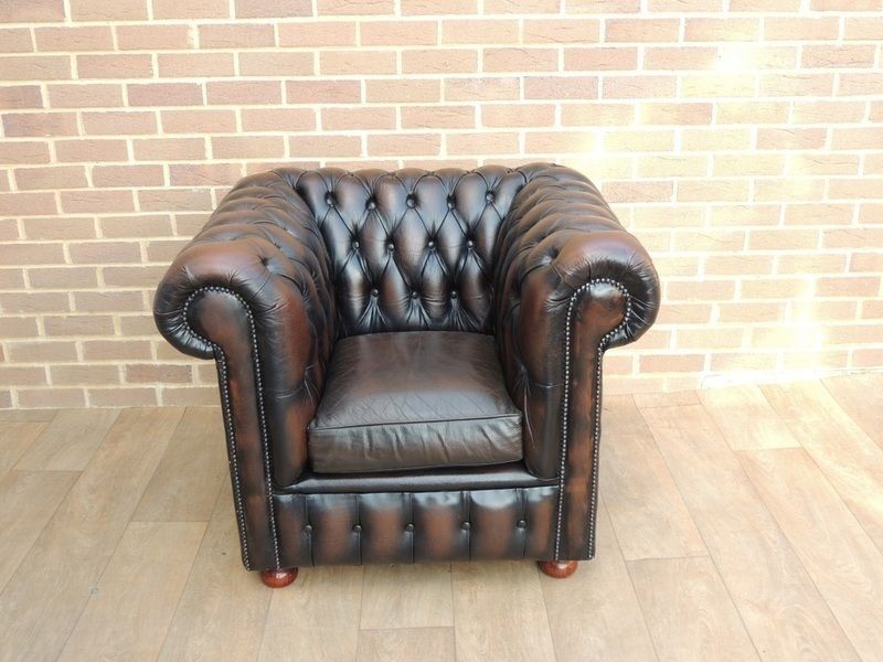 Chesterfield Club Dark Brown Armchair photo for sale