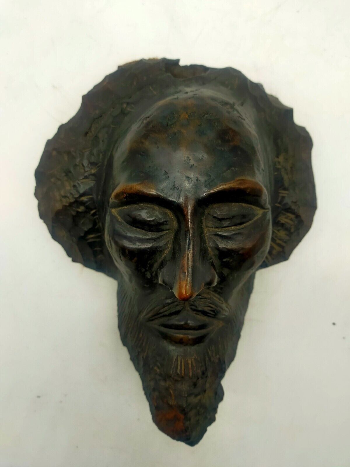 Sculpture Carved Head Antique Wood XIX Century photo 112.0