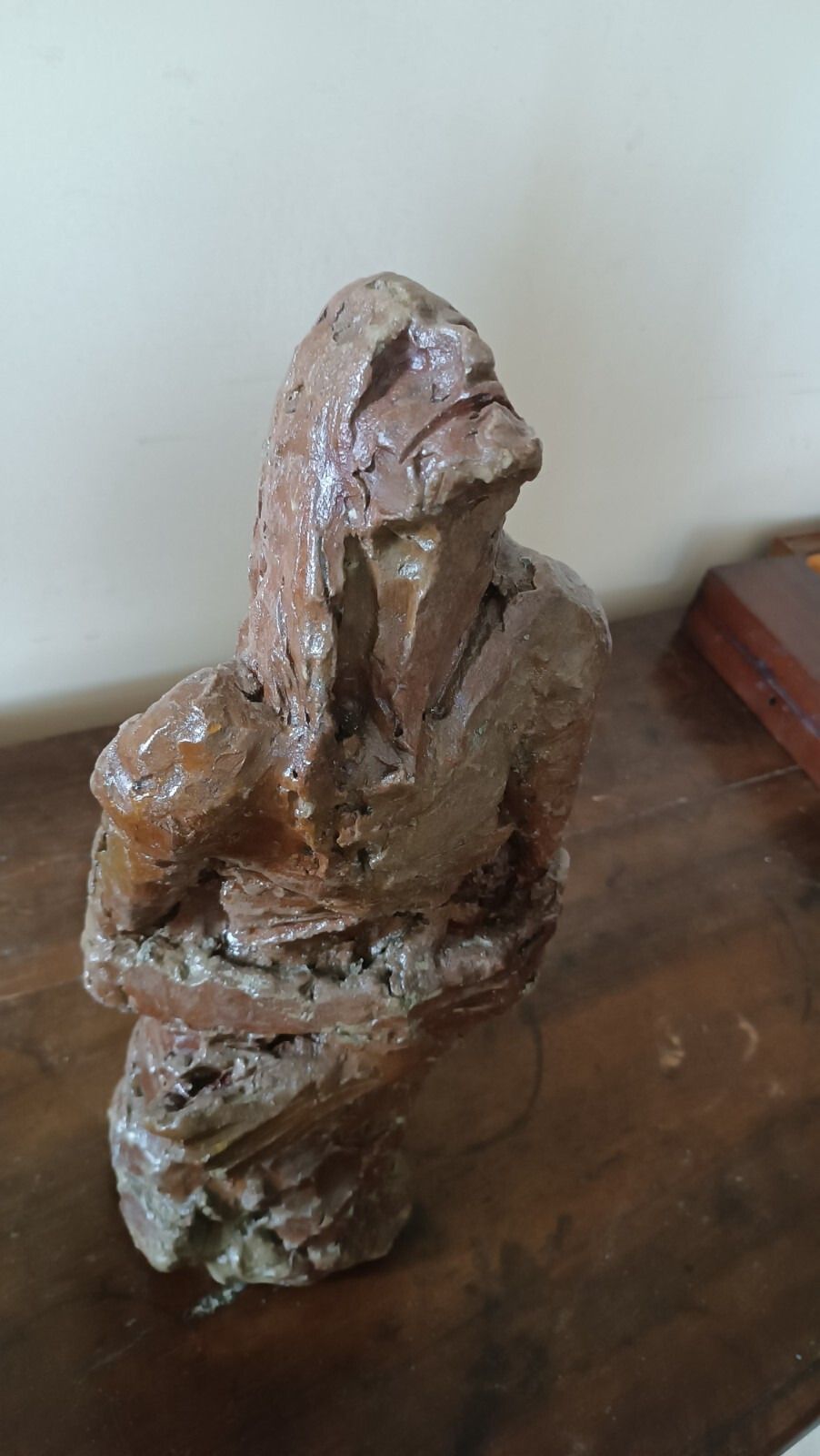 Abstract Sculpture Female Figure In Raw Painted Clay 60s/70s photo for sale