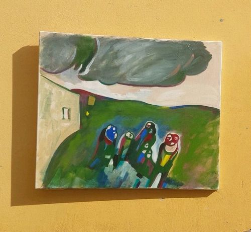 Oil On Canvas Abstract Painting Eros Bortolotti 'The Country Dance' 1994 photo 154.0