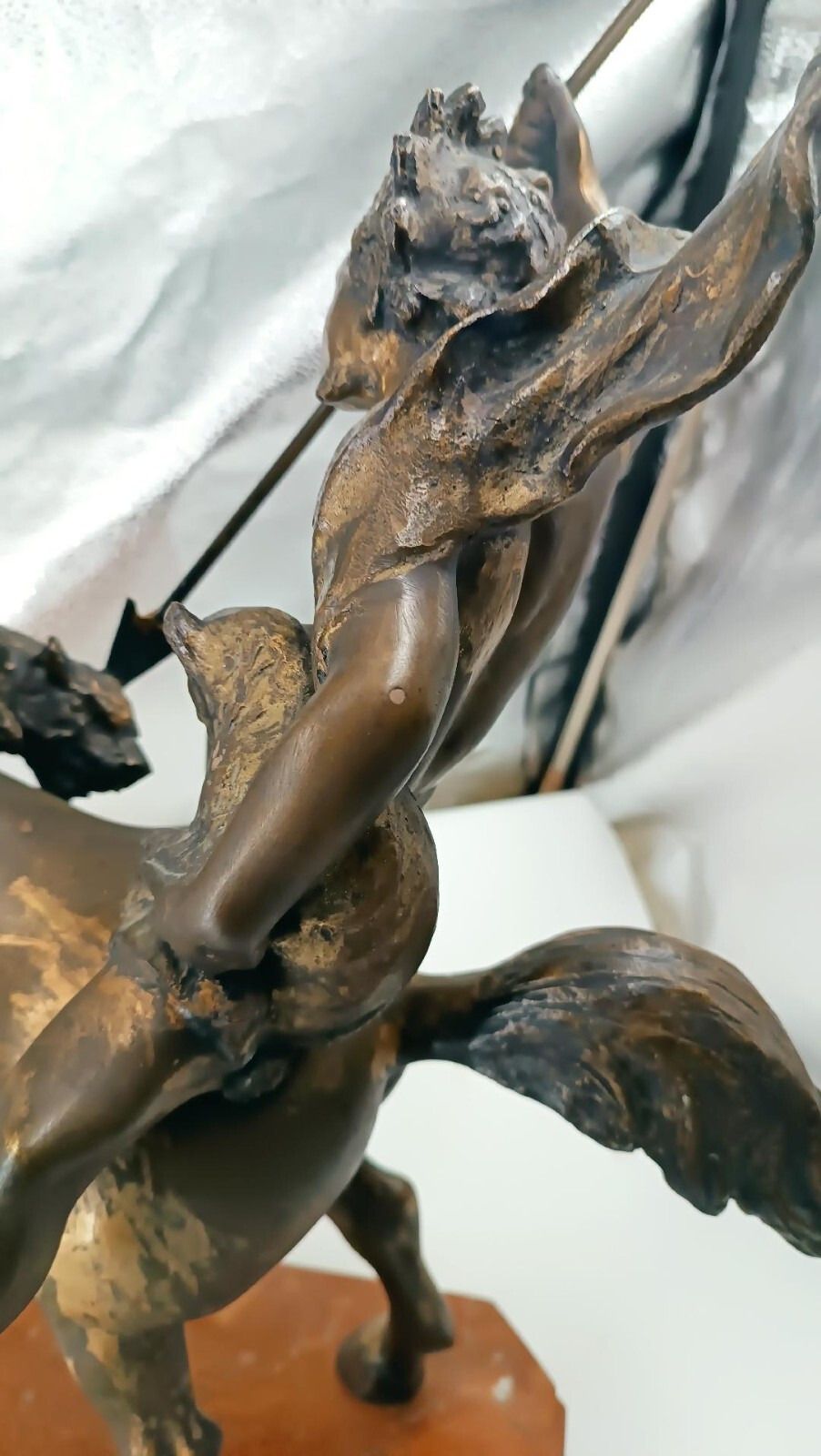 Art Large Bronze Sculpture Depicting Indian On Horseback Thomas Campajola photo